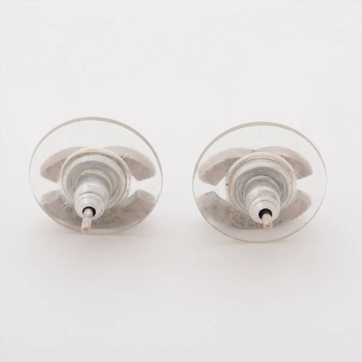 Coco Mark D10V Earrings (Pair) Metal x Rhinestone Silver. Shows signs of wear, — view 2