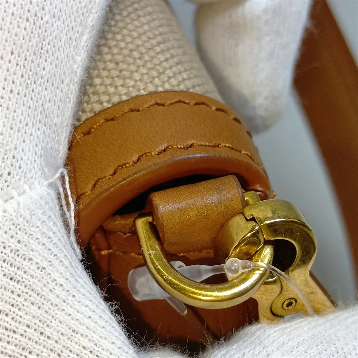 Voltaire Mini Canvas x Leather Shoulder Bag, Beige x Brown, 818896 — view 12