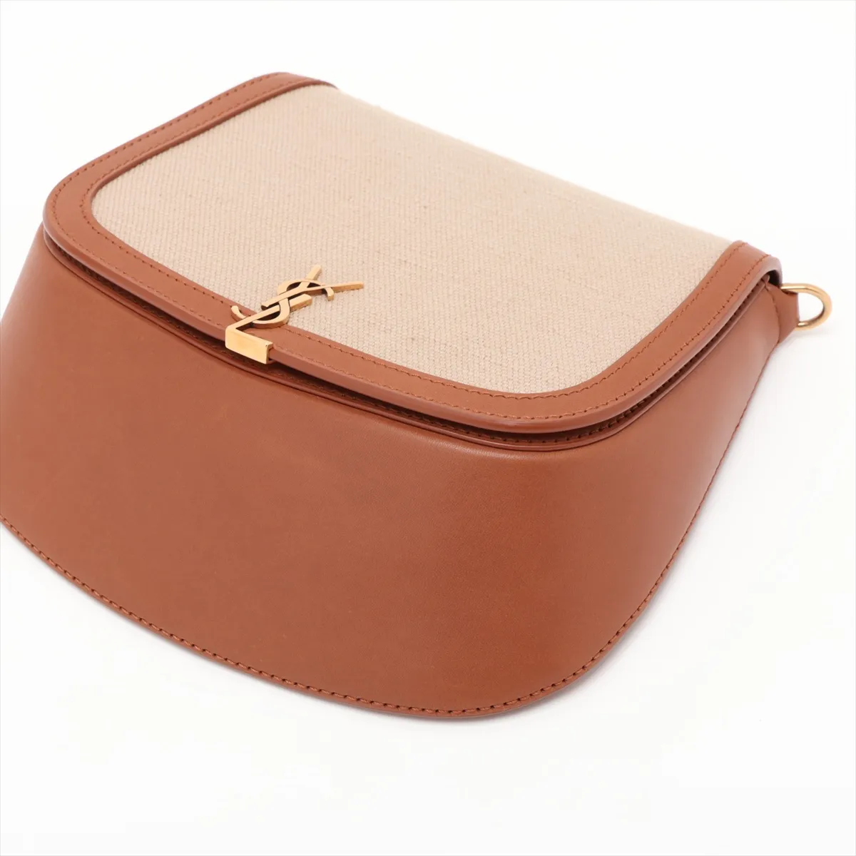 Voltaire Mini Canvas x Leather Shoulder Bag, Beige x Brown, 818896 — view 3