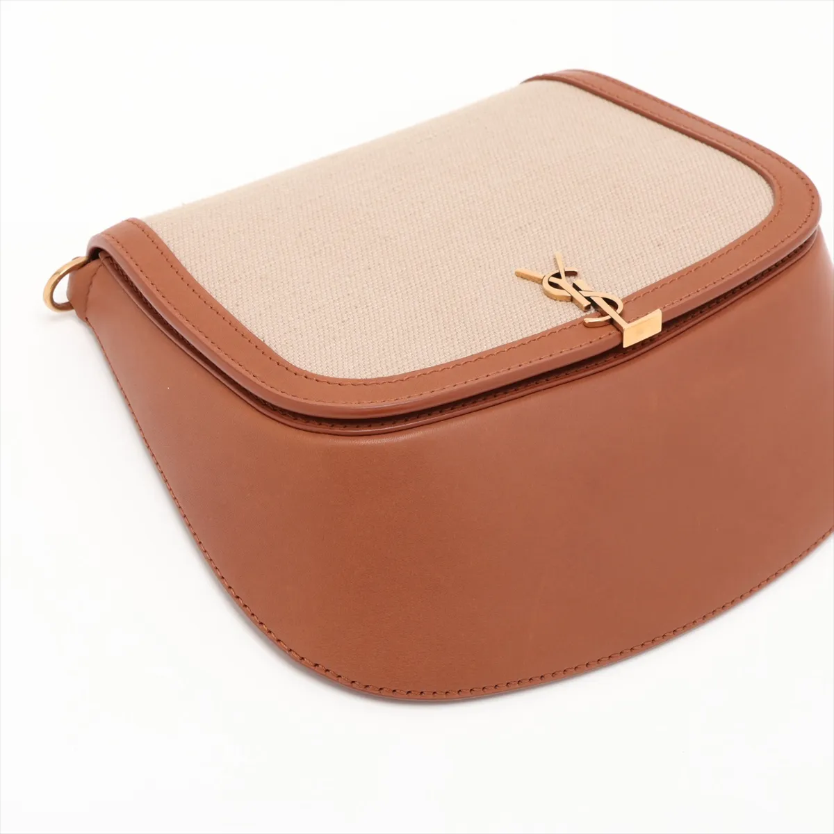 Voltaire Mini Canvas x Leather Shoulder Bag, Beige x Brown, 818896 — view 4