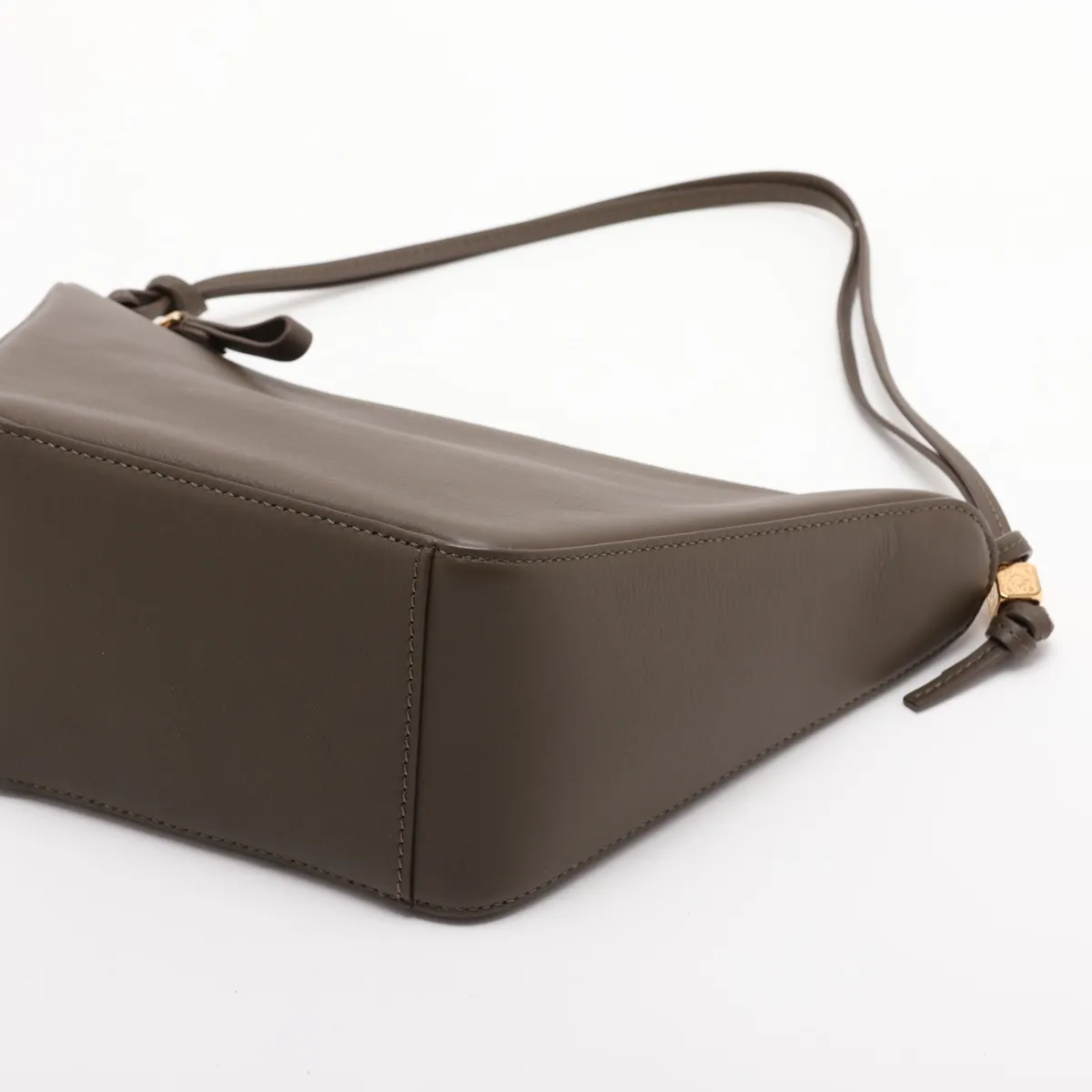 Mini Hobo Leather 2-Way Shoulder Bag, Khaki — view 3