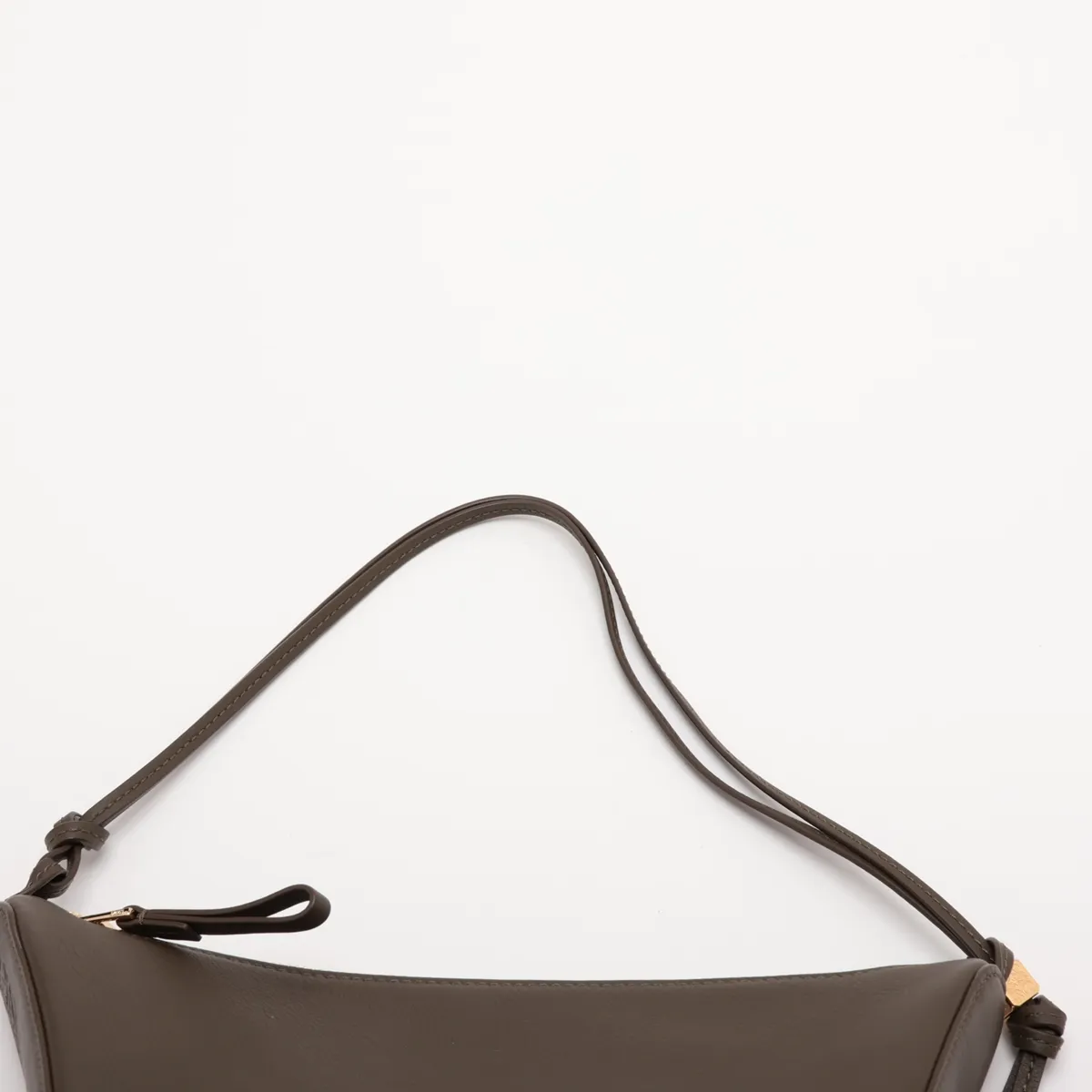 Mini Hobo Leather 2-Way Shoulder Bag, Khaki — view 6