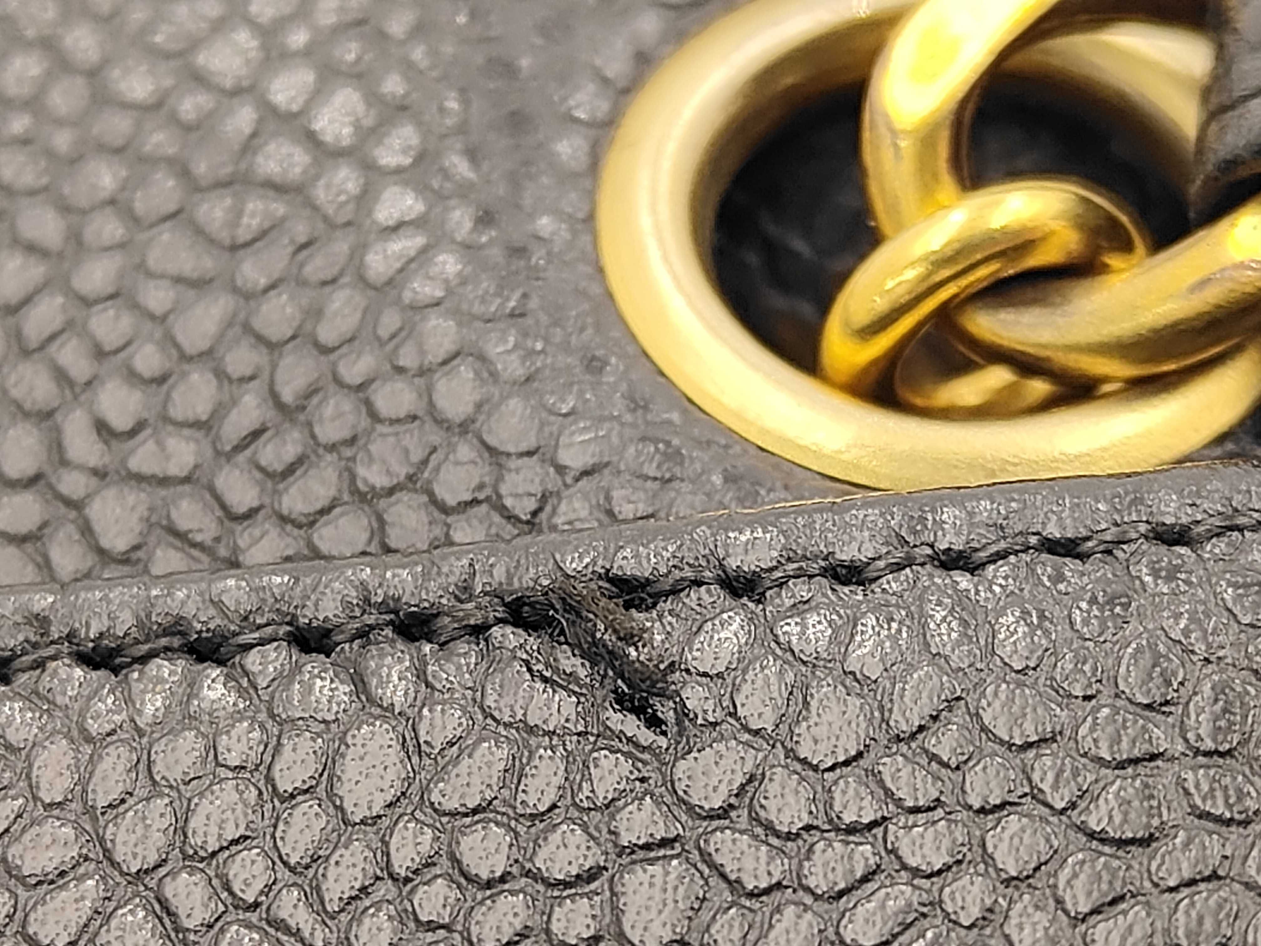 Caviar Skin Triple Coco Chain Tote Shoulder Bag (with seal and card) — view 13