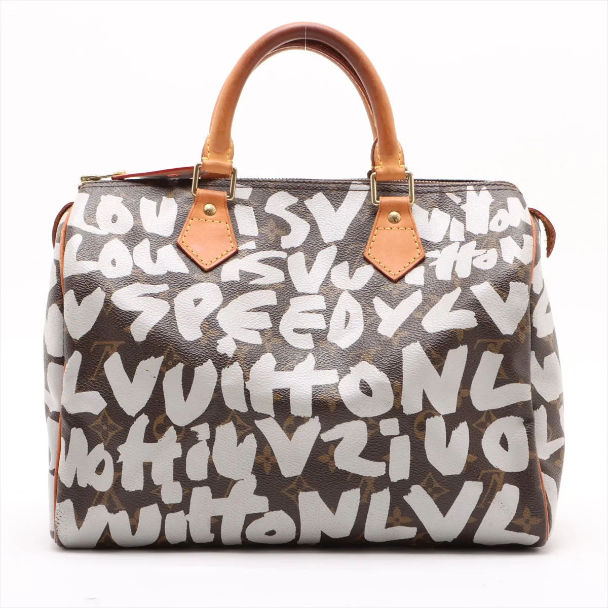 Monogram Graffiti Speedy 30 M92195 TH0051 White External Zipper Pull Leather — view 2