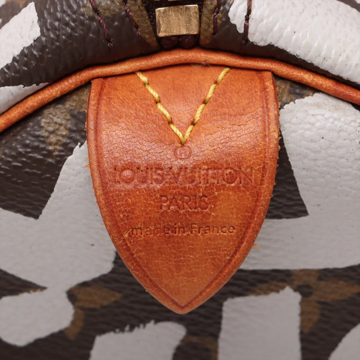 Monogram Graffiti Speedy 30 M92195 TH0051 White External Zipper Pull Leather — view 9