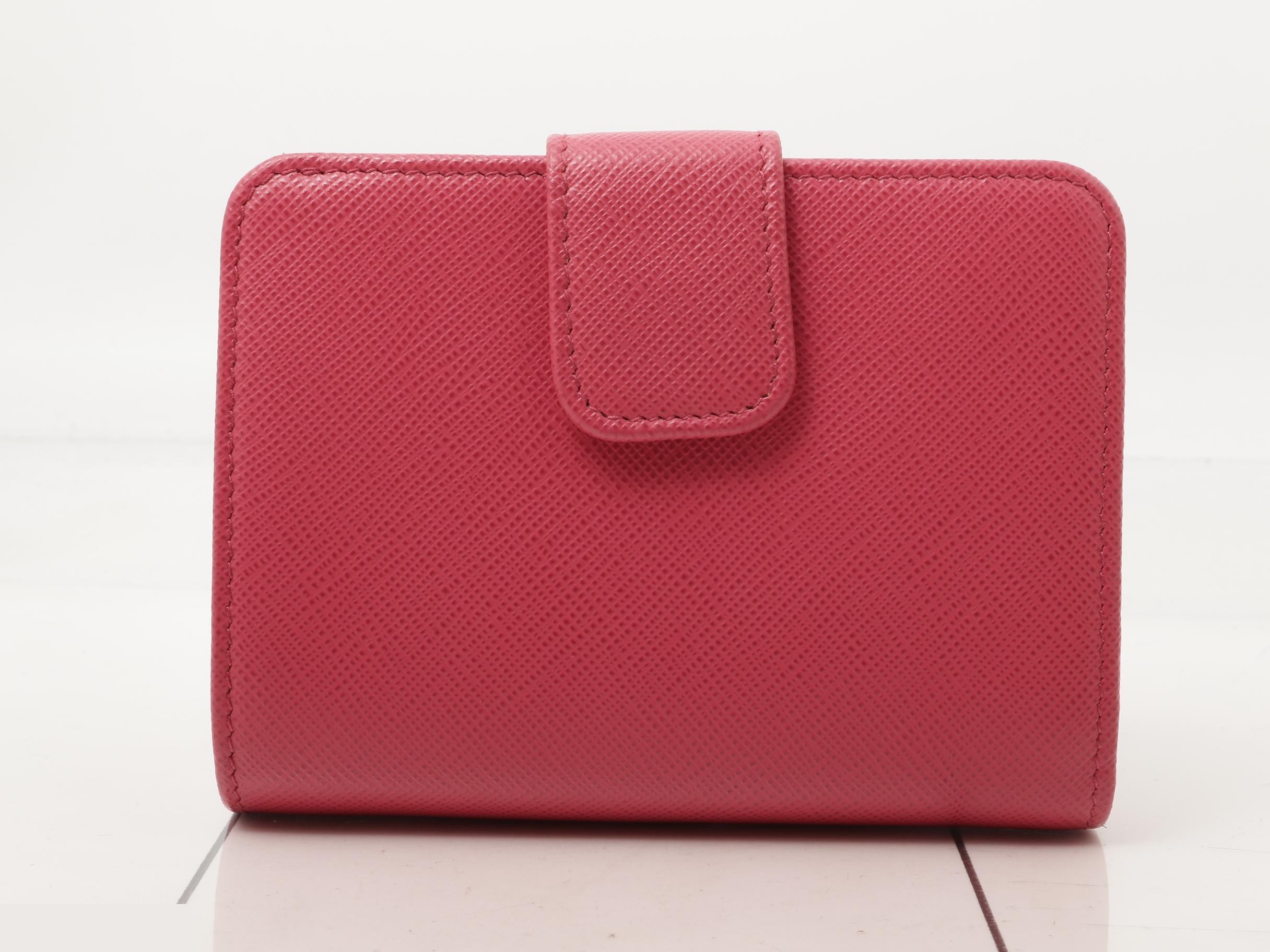 Saffiano Compact Wallet, Pink, Unused — view 2