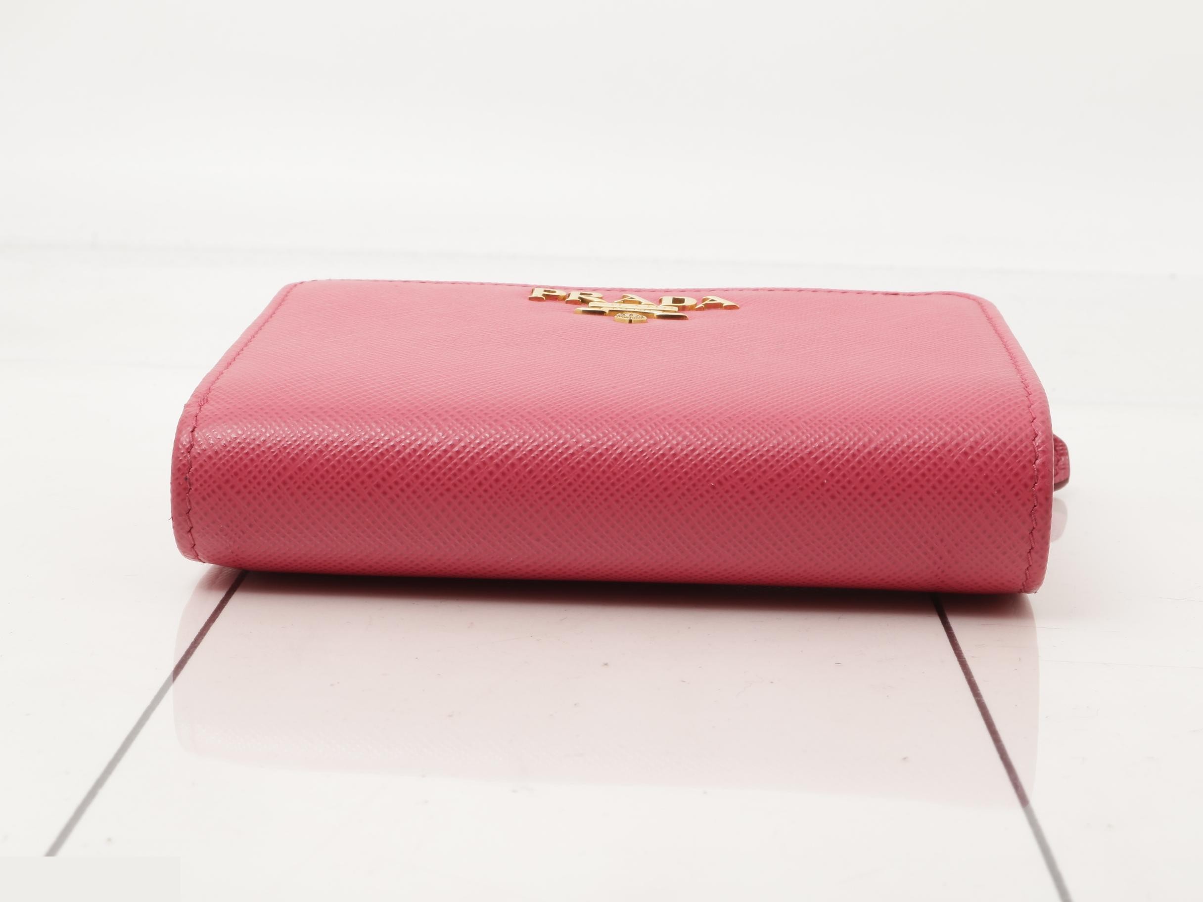 Saffiano Compact Wallet, Pink, Unused — view 3