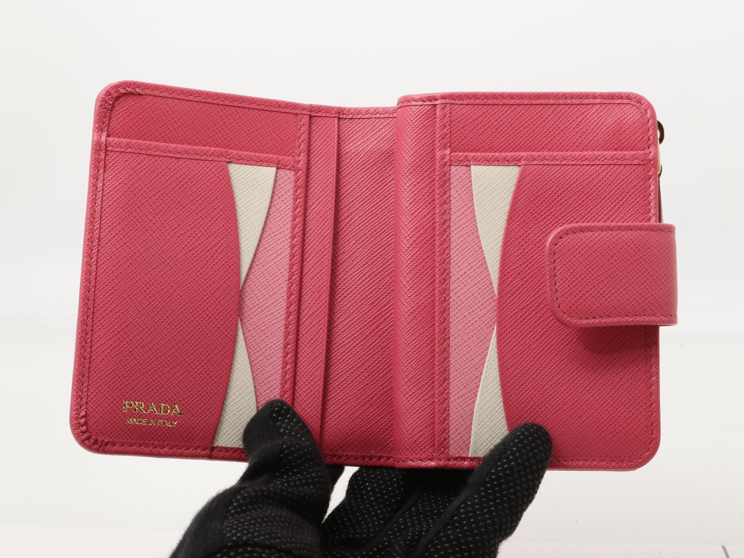 Saffiano Compact Wallet, Pink, Unused — view 4