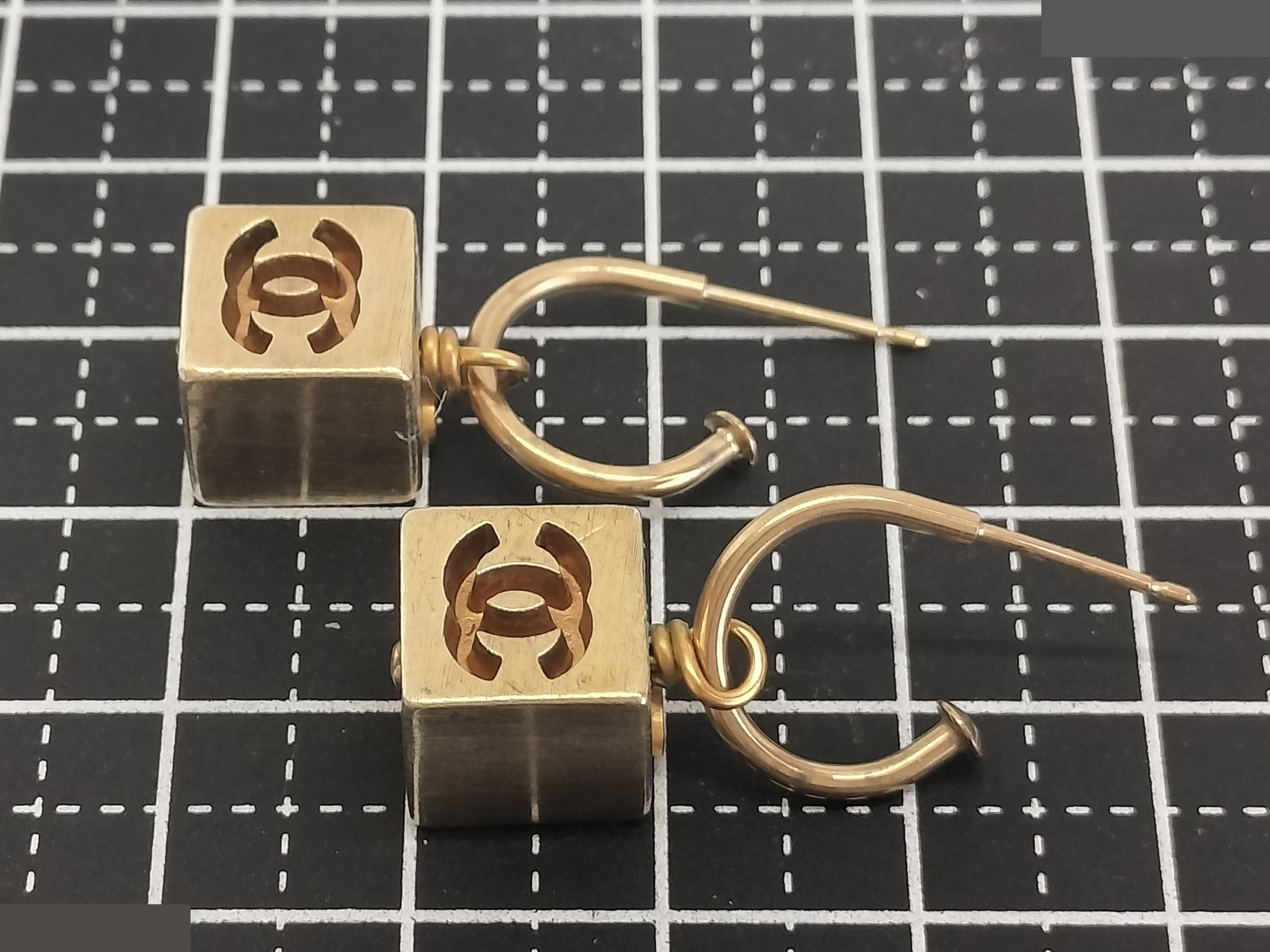 Coco Cube Gold Earrings — view 5