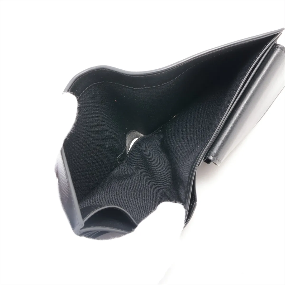 Leather Compact Wallet, Black — view 5
