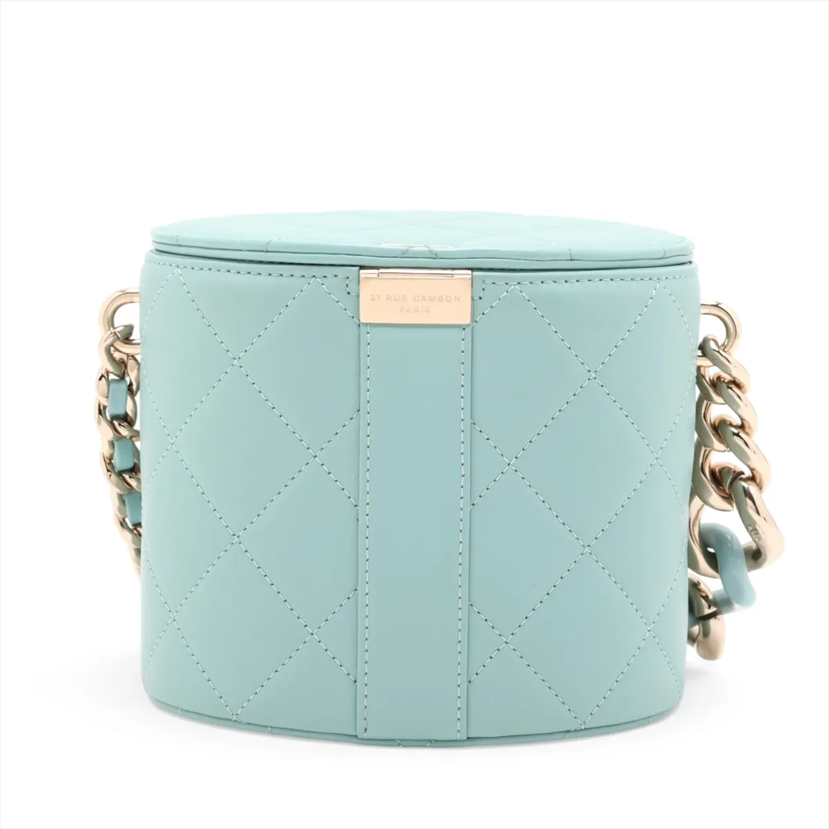 Matelassé Lambskin Chain Shoulder Bag, Blue with Gold Hardware, 29330096, Serial Number 29 — view 2