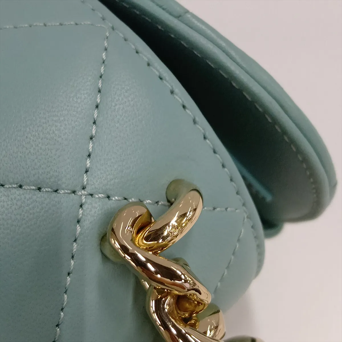 Matelassé Lambskin Chain Shoulder Bag, Blue with Gold Hardware, 29330096, Serial Number 29 — view 13
