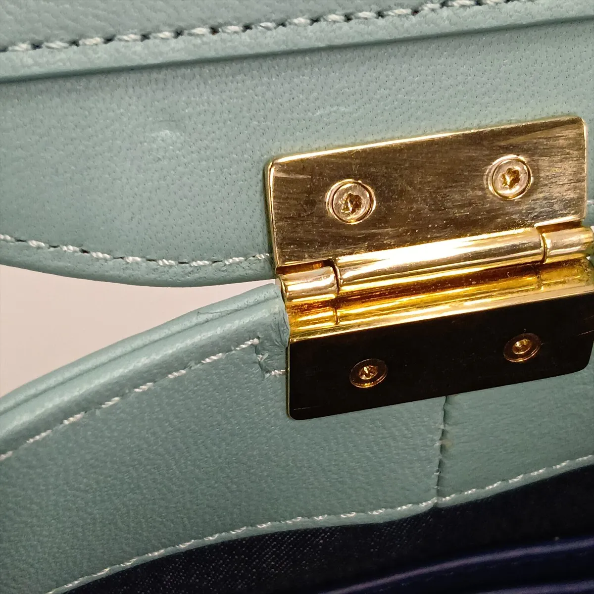 Matelassé Lambskin Chain Shoulder Bag, Blue with Gold Hardware, 29330096, Serial Number 29 — view 14