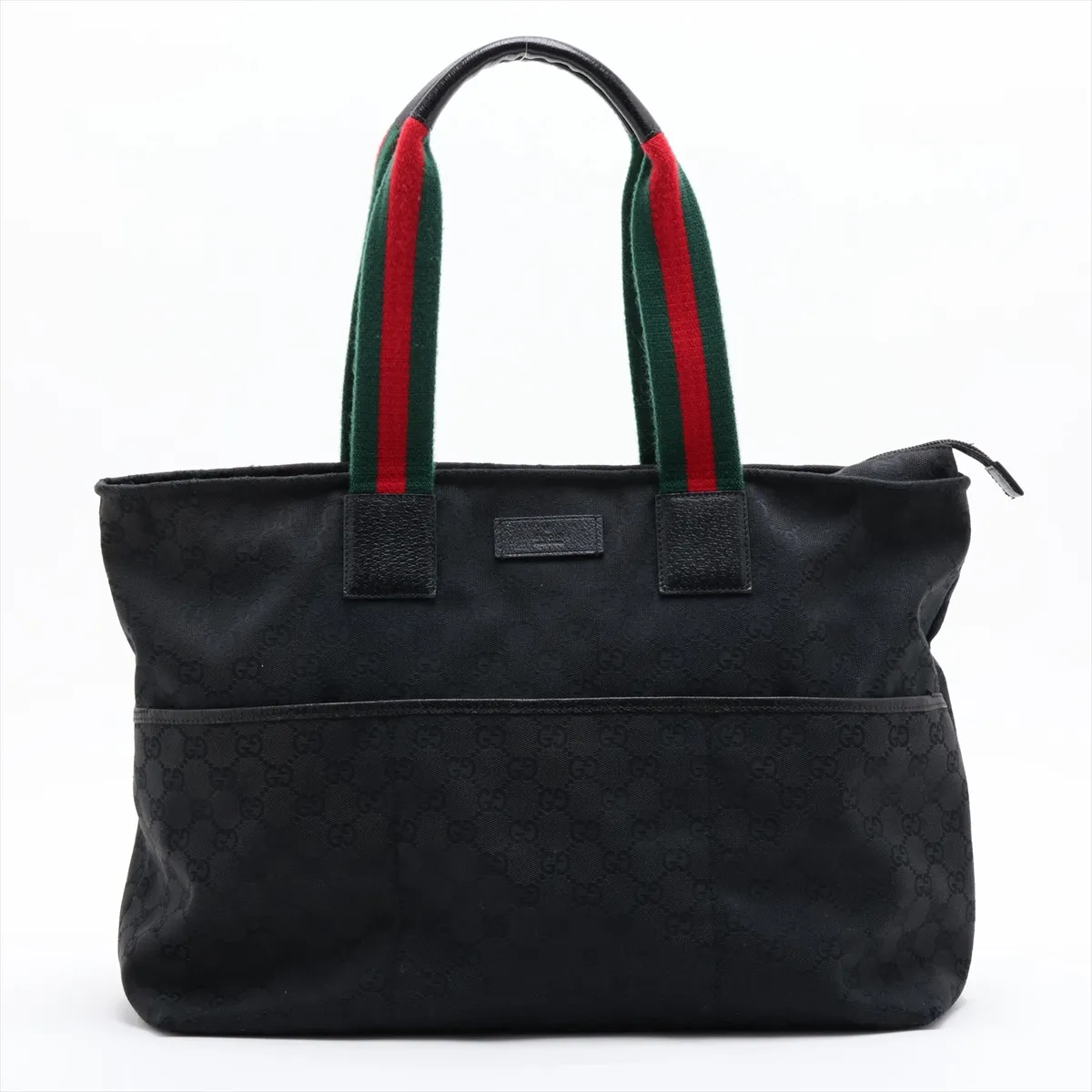 GG Canvas 155524 Canvas x Leather Tote Bag, Black
