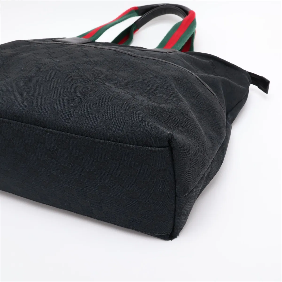 GG Canvas 155524 Canvas x Leather Tote Bag, Black — view 3