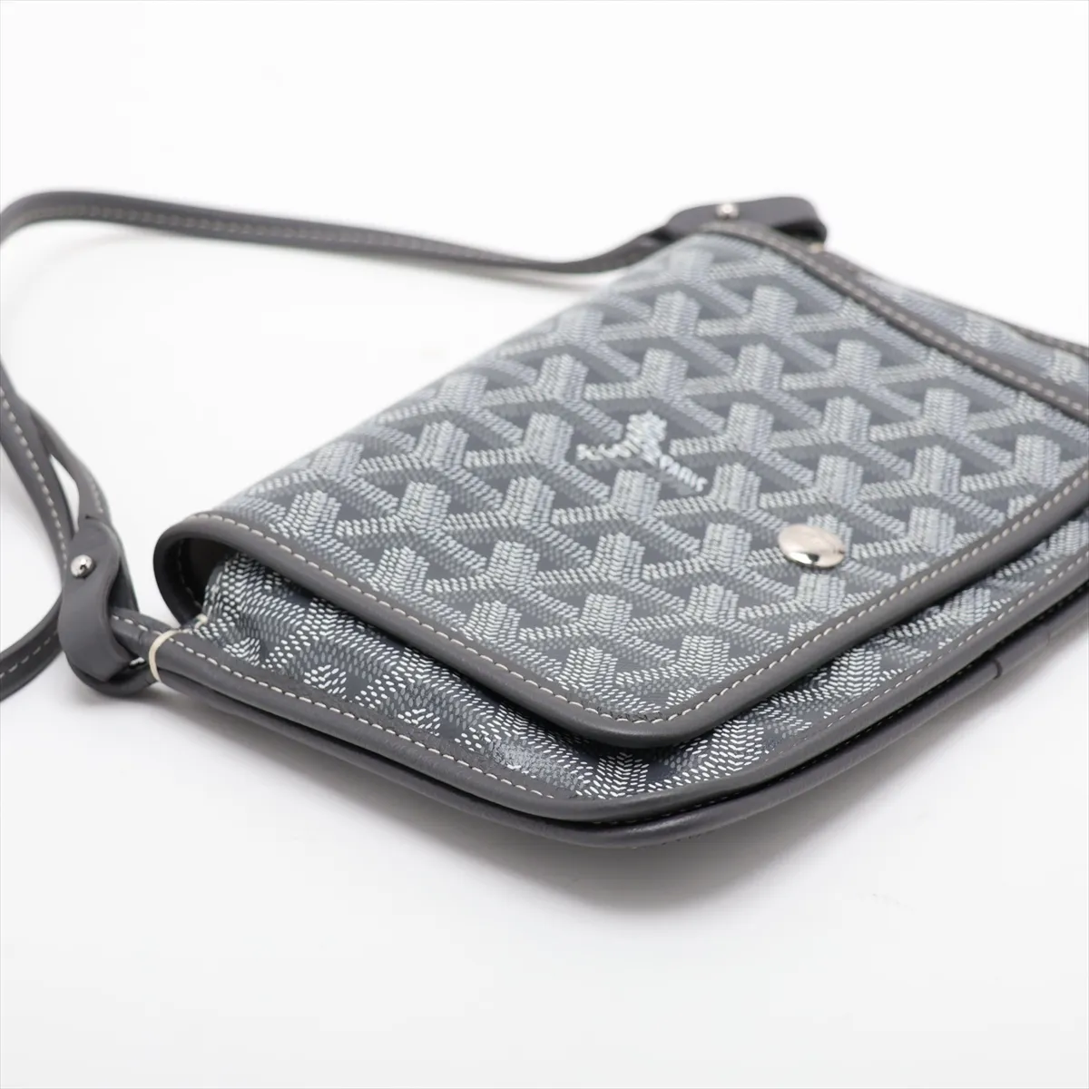 Plume Pouch Wallet PVC x Leather Shoulder Bag Gray — view 4