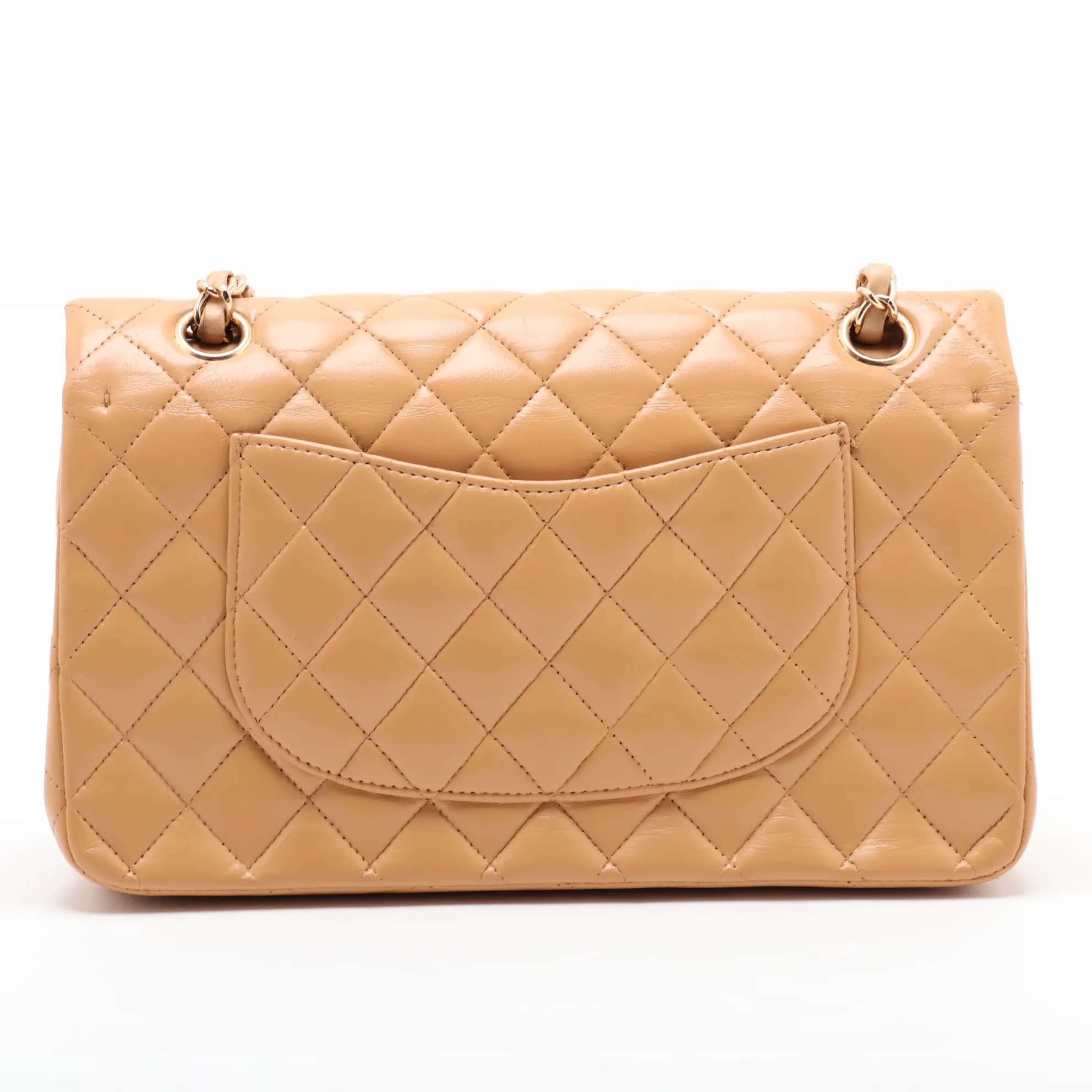 Matelassé 25 Leather Double Flap Double Chain Bag, Beige, Gold Hardware, 12001944, Serial Number , A01112 — view 2