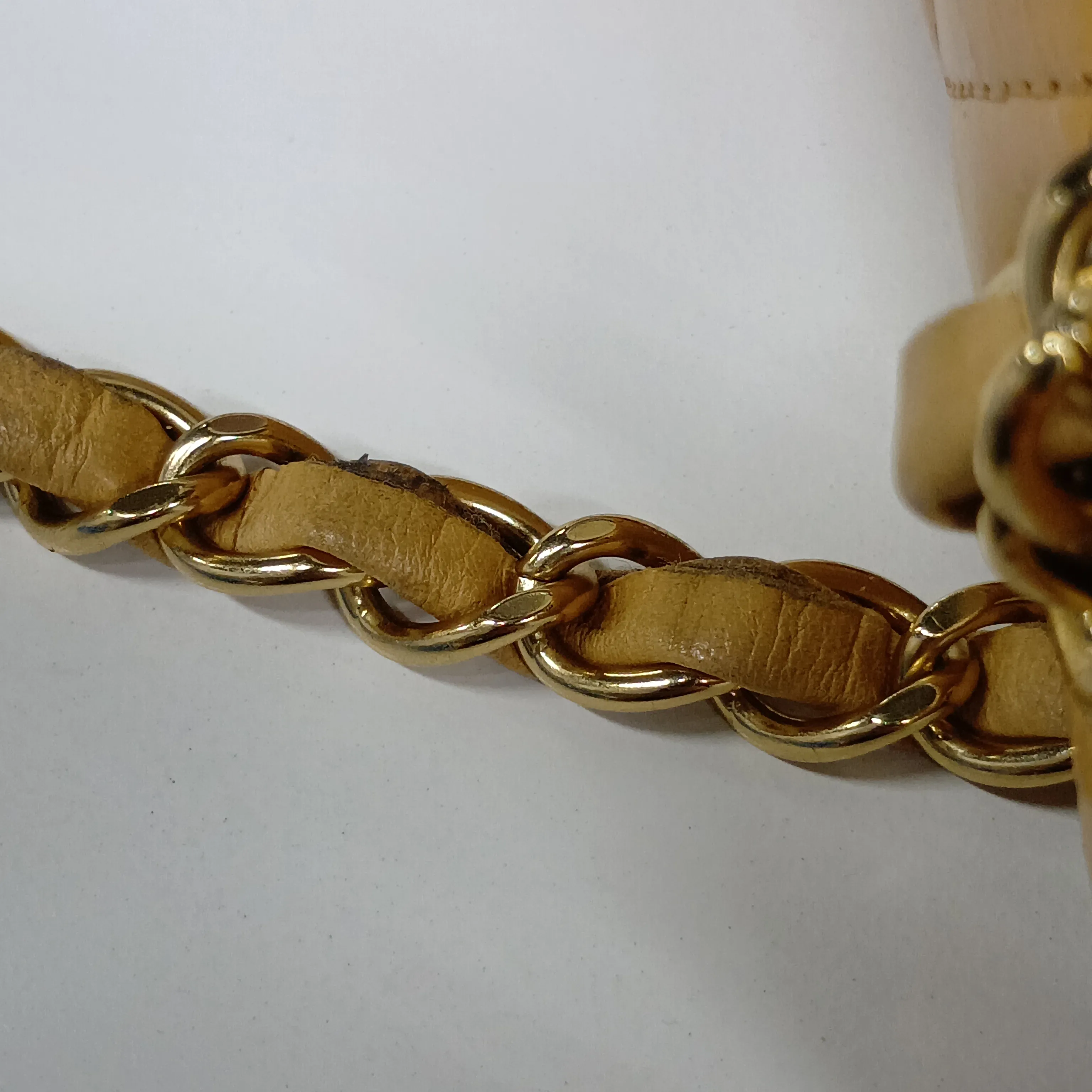Matelassé 25 Leather Double Flap Double Chain Bag, Beige, Gold Hardware, 12001944, Serial Number , A01112 — view 12