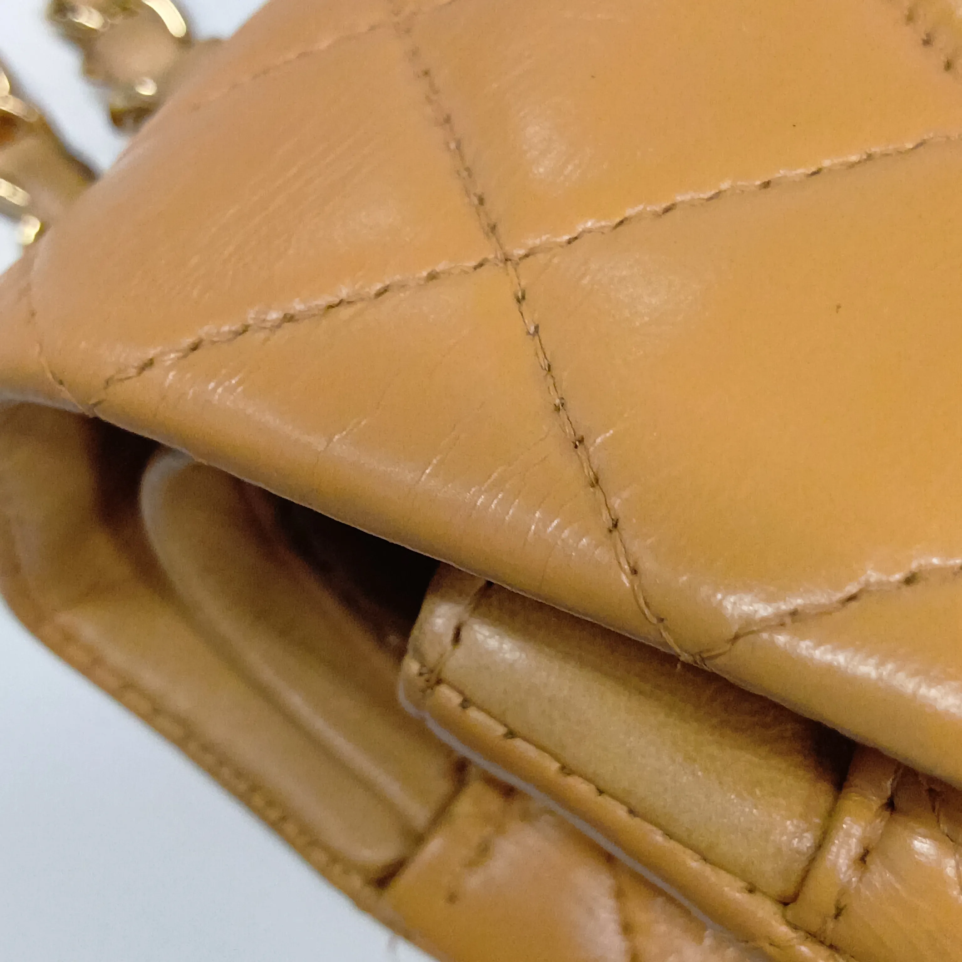 Matelassé 25 Leather Double Flap Double Chain Bag, Beige, Gold Hardware, 12001944, Serial Number , A01112 — view 13