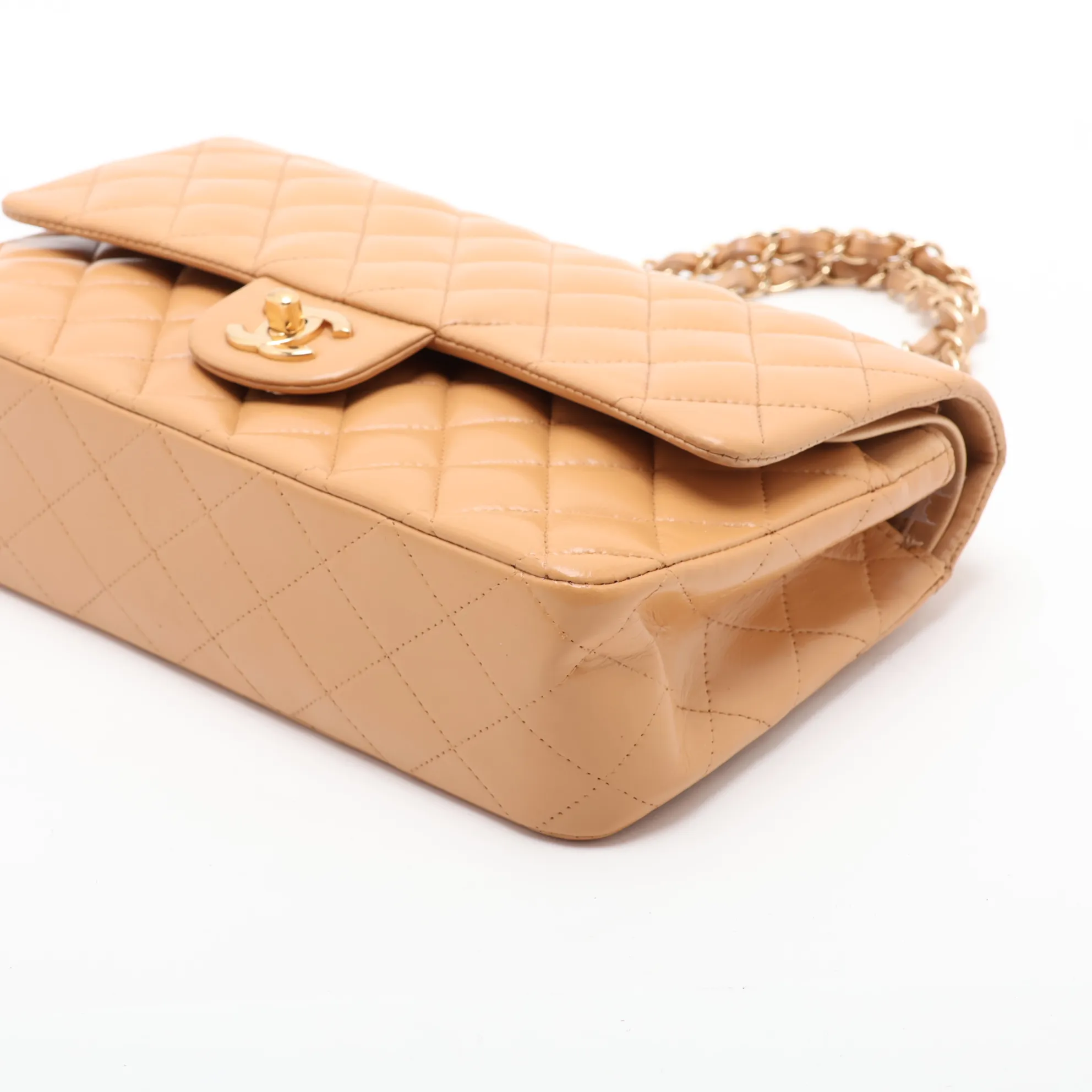 Matelassé 25 Leather Double Flap Double Chain Bag, Beige, Gold Hardware, 12001944, Serial Number , A01112 — view 3