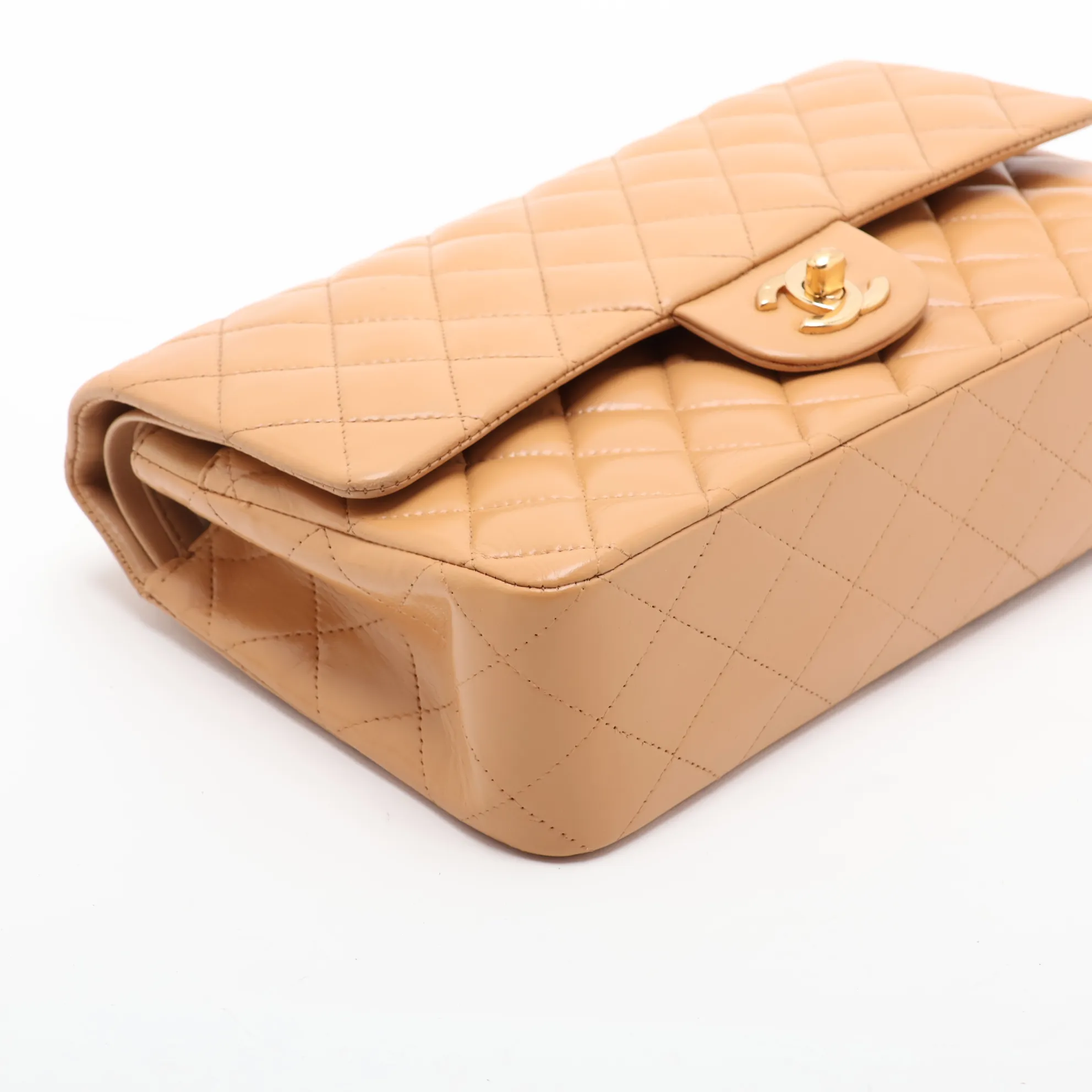 Matelassé 25 Leather Double Flap Double Chain Bag, Beige, Gold Hardware, 12001944, Serial Number , A01112 — view 4
