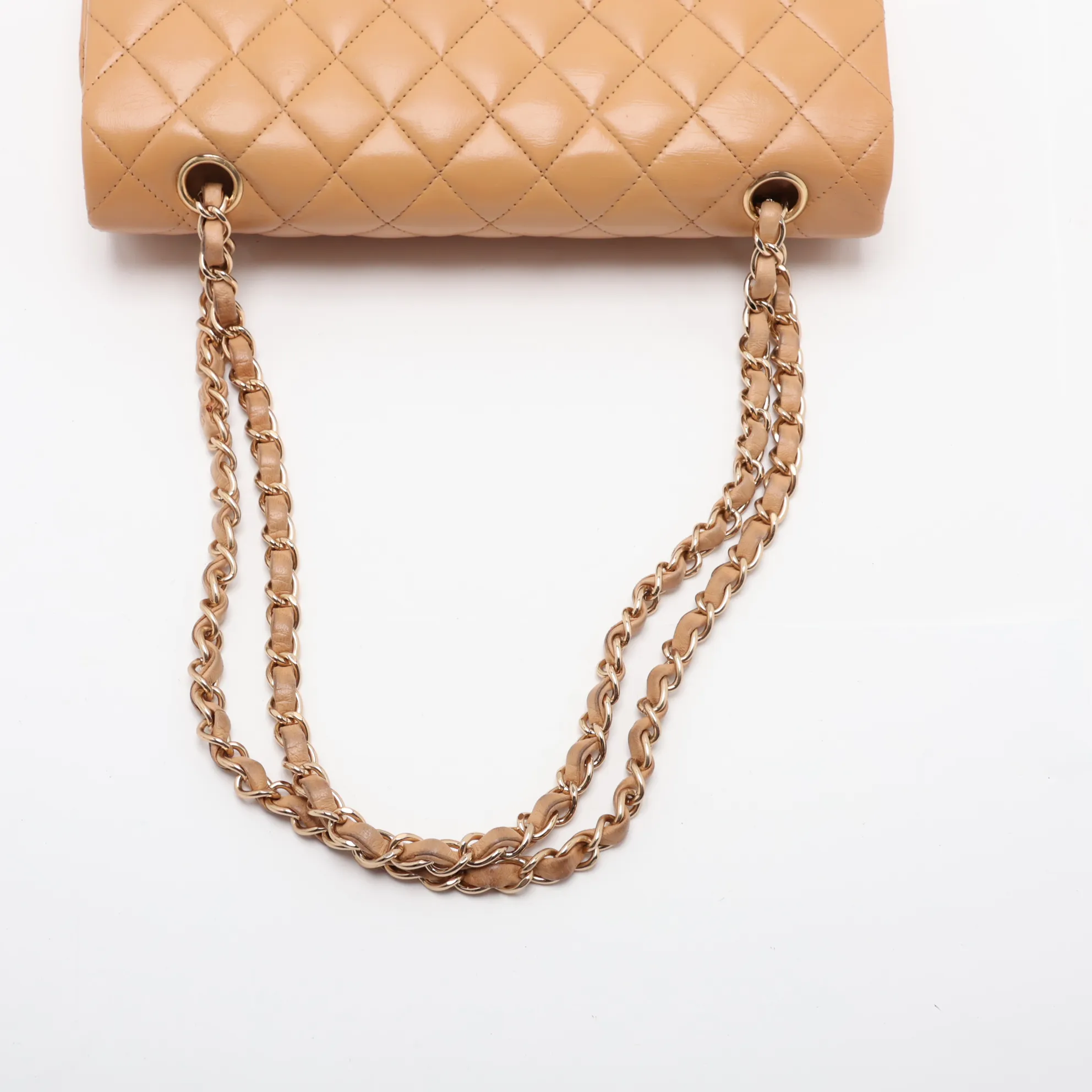 Matelassé 25 Leather Double Flap Double Chain Bag, Beige, Gold Hardware, 12001944, Serial Number , A01112 — view 5