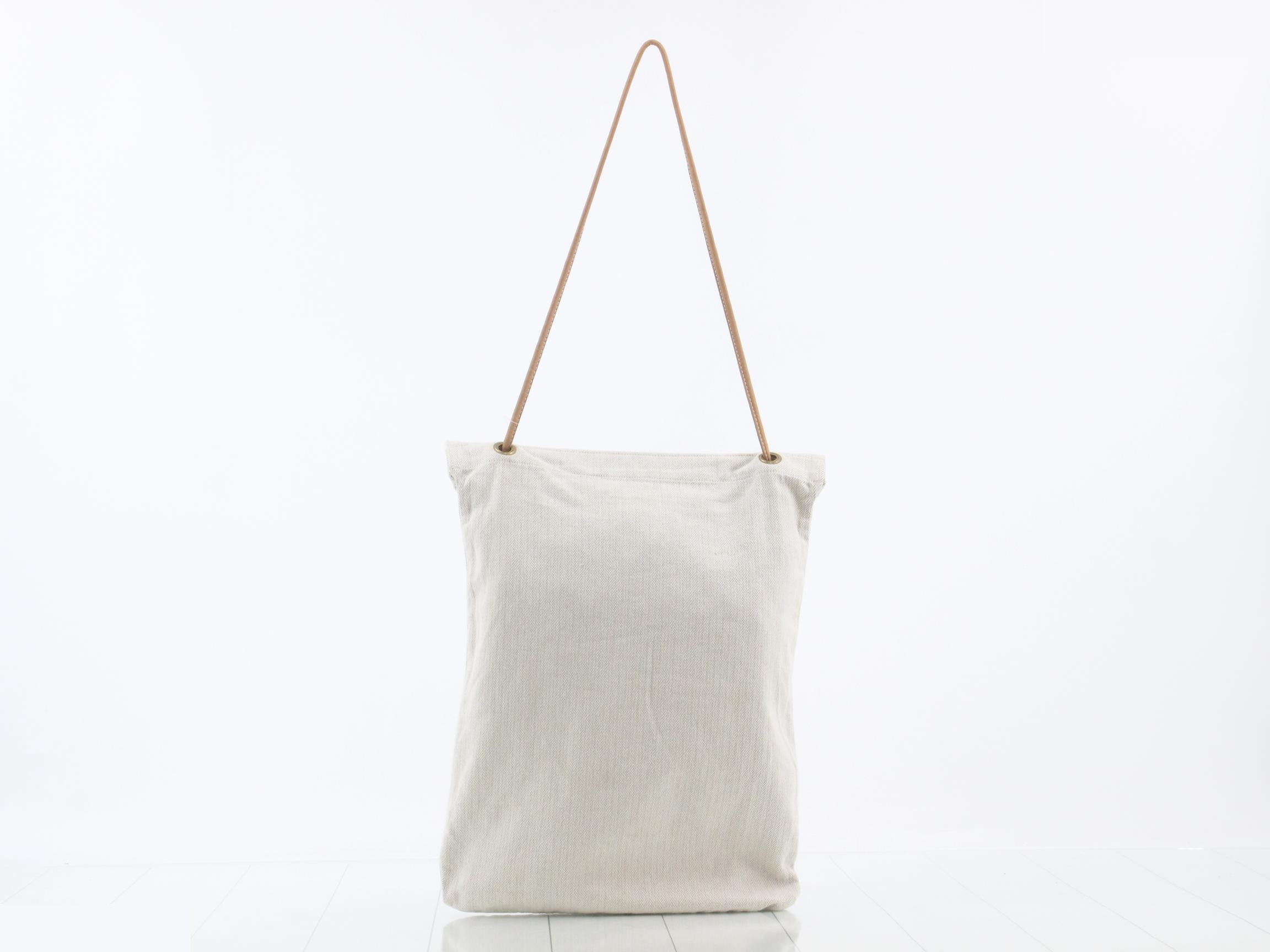 Aline GM Toile Chevron x Leather Beige Gold Hardware No Stamp — view 2