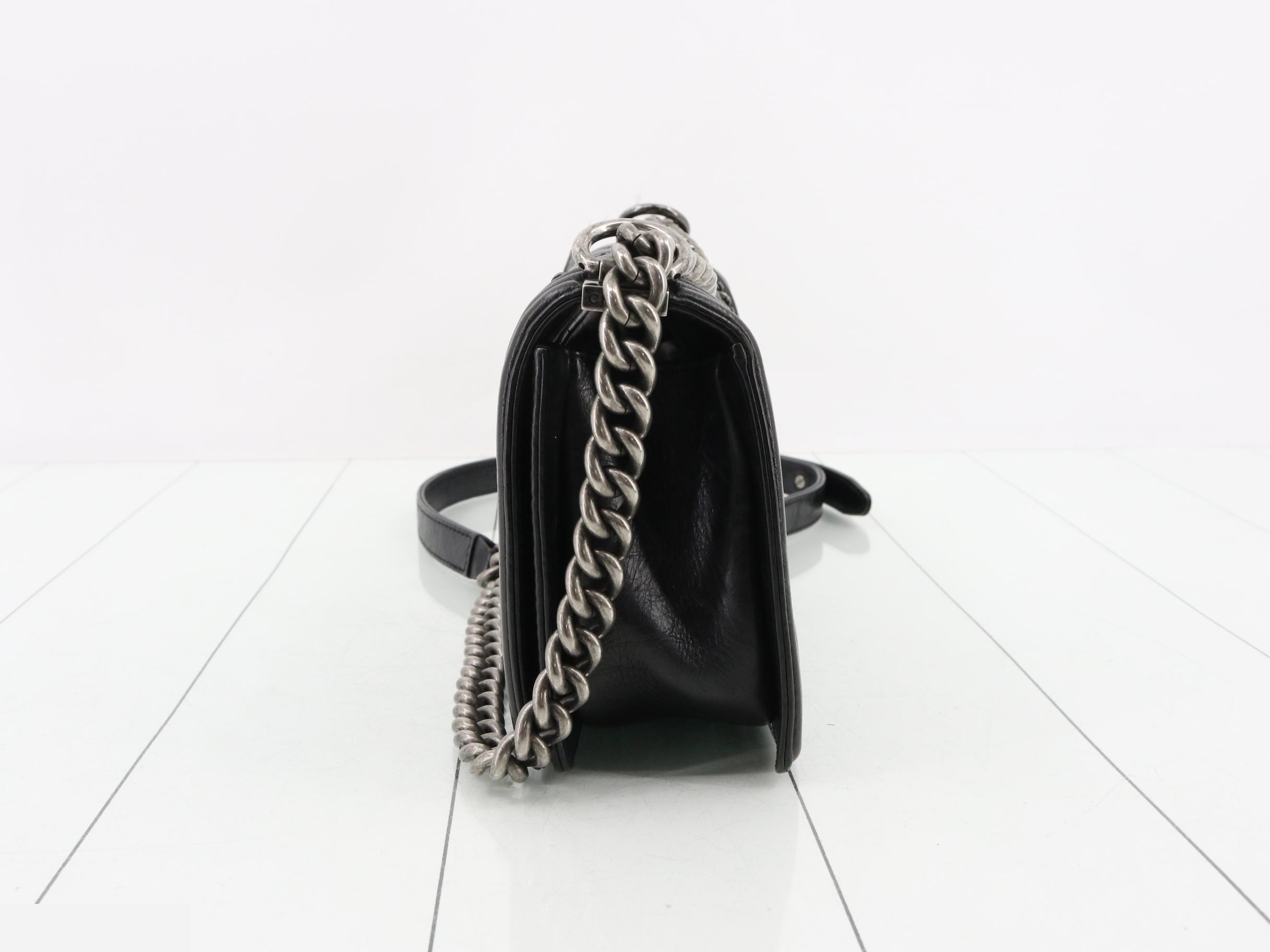 Boy Chanel Lambskin Silver Hardware Chain Shoulder Bag — view 3