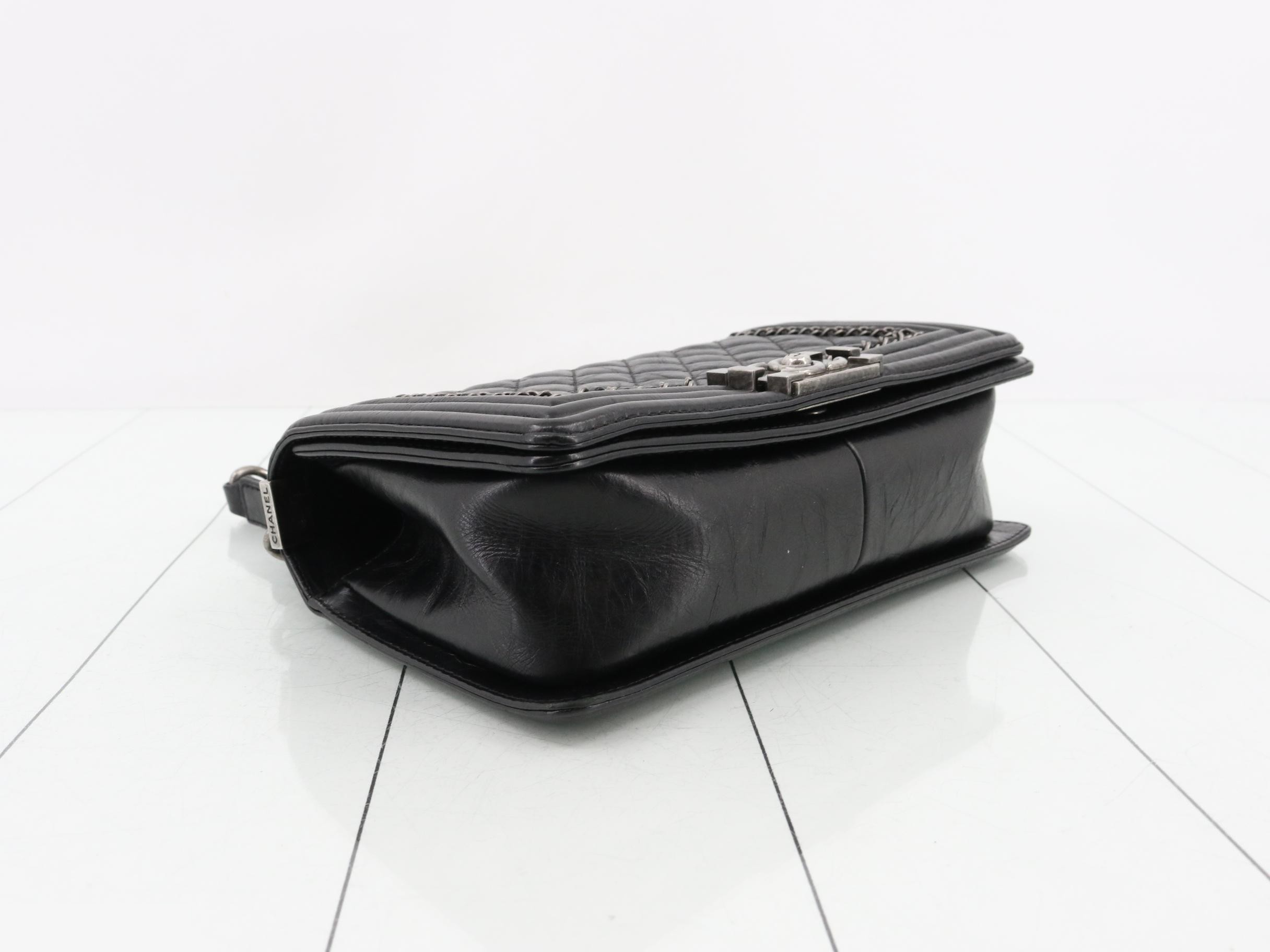 Boy Chanel Lambskin Silver Hardware Chain Shoulder Bag — view 5