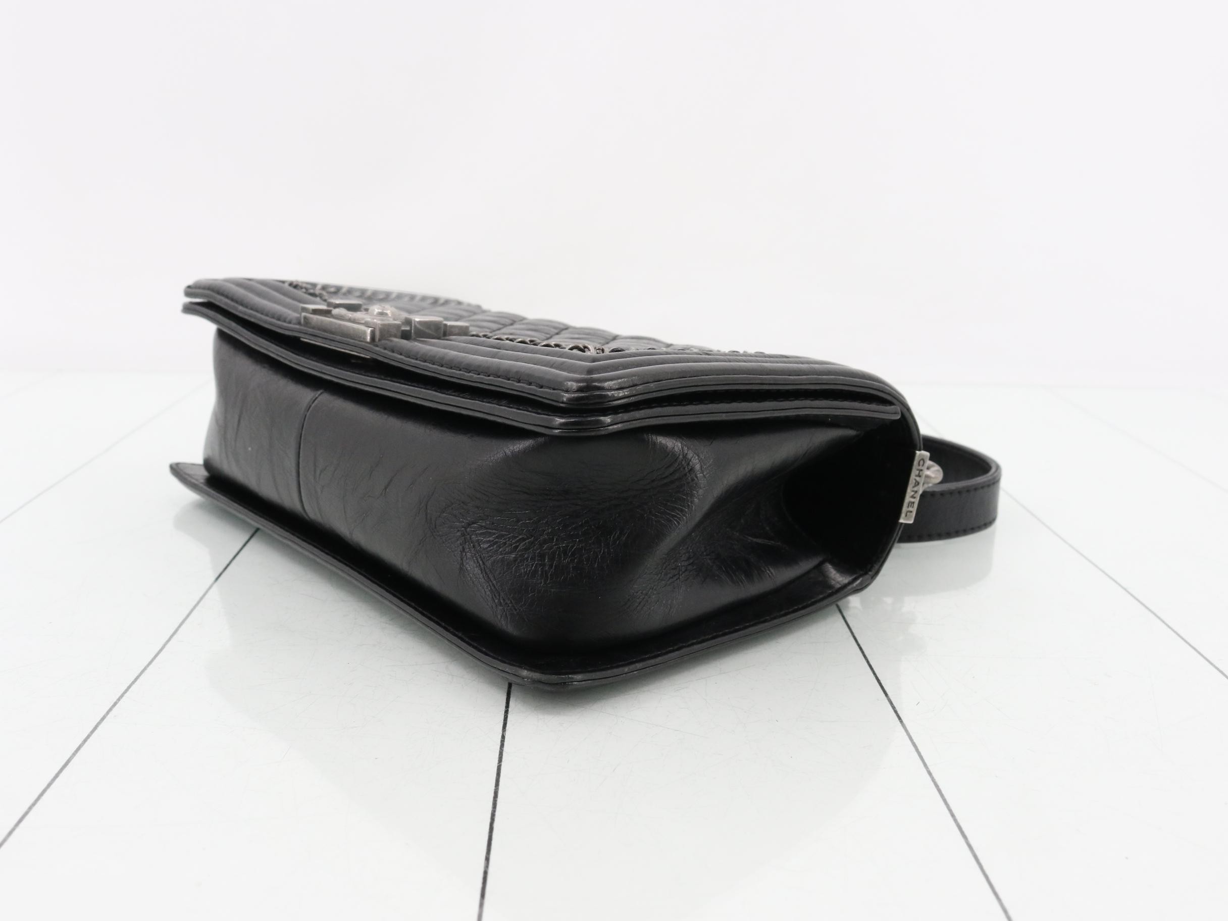 Boy Chanel Lambskin Silver Hardware Chain Shoulder Bag — view 6