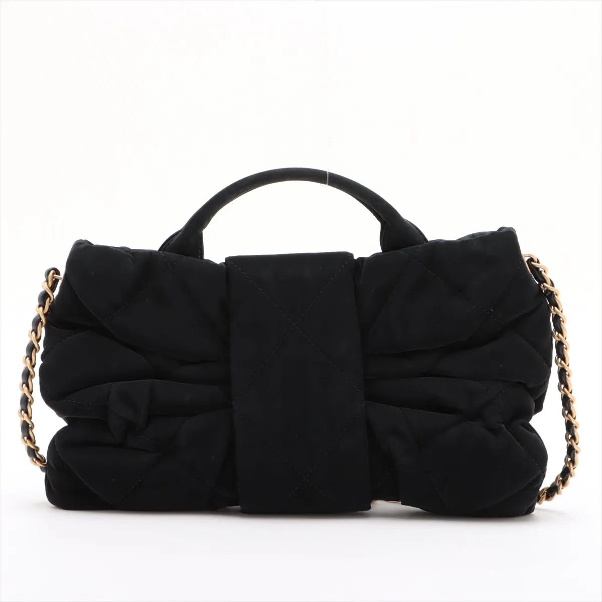 Matelasse Nylon Chain Shoulder Bag Bow Bag Black Gold Hardware HPEGTPXC Random Plate AS5849 — view 2