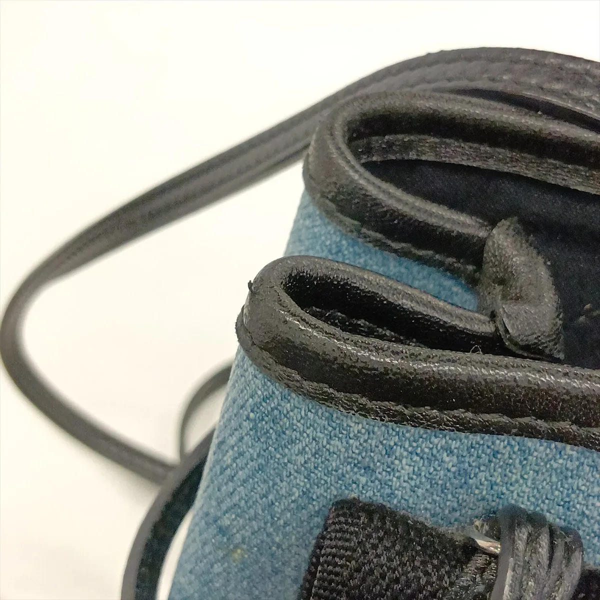 Navy Cabas XS 390346 Denim x Leather Handbag Blue x Black Pouch Strap Cracked — view 12