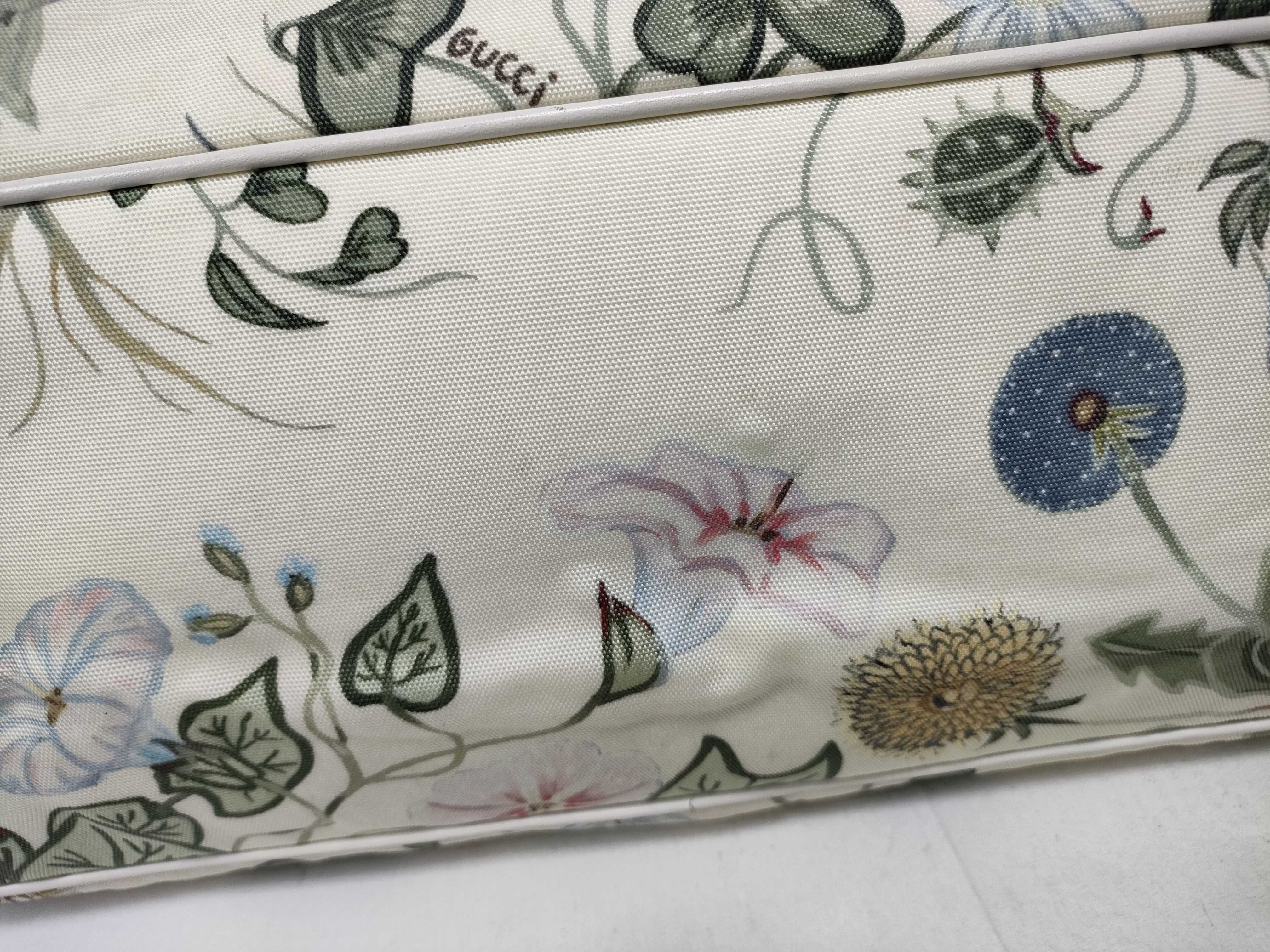 White Canvas Flower Print Tote Bag with Long Shoulder Strap (Handbag) — view 4