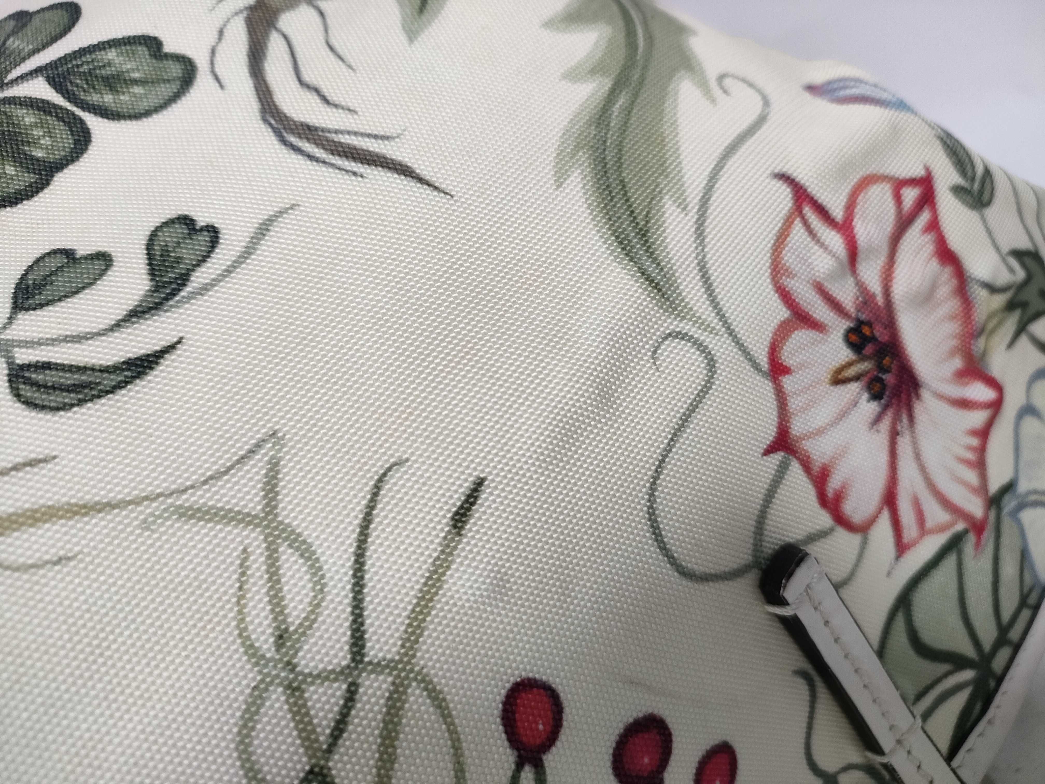 White Canvas Flower Print Tote Bag with Long Shoulder Strap (Handbag) — view 9