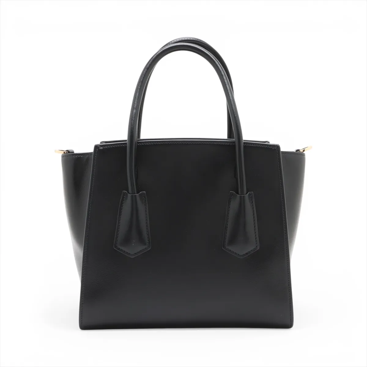 Leather 2-Way Handbag, Black — view 2