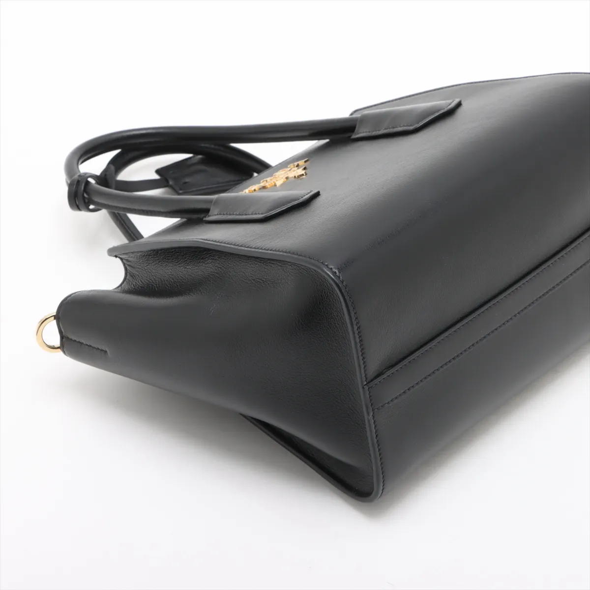 Leather 2-Way Handbag, Black — view 4
