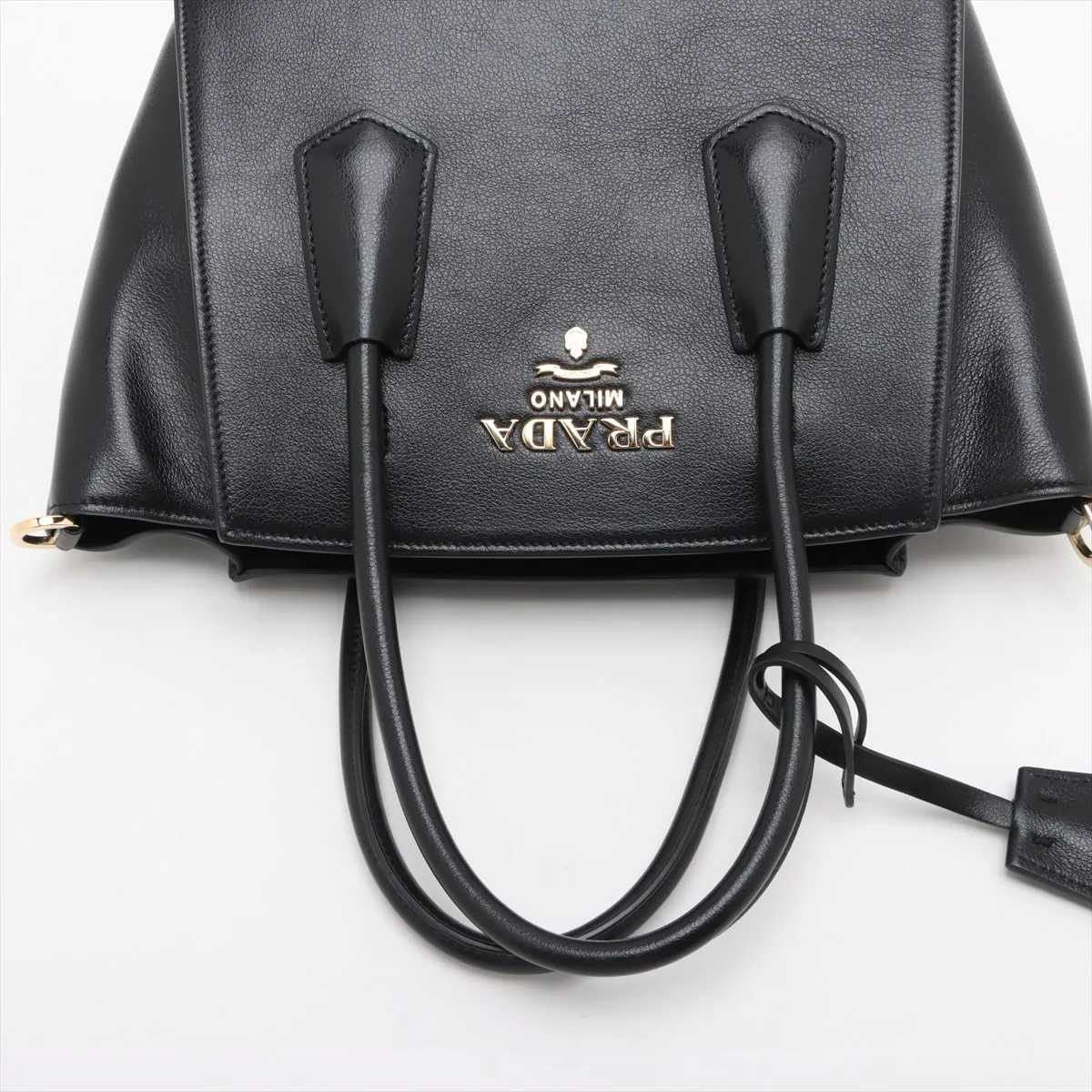 Leather 2-Way Handbag, Black — view 5