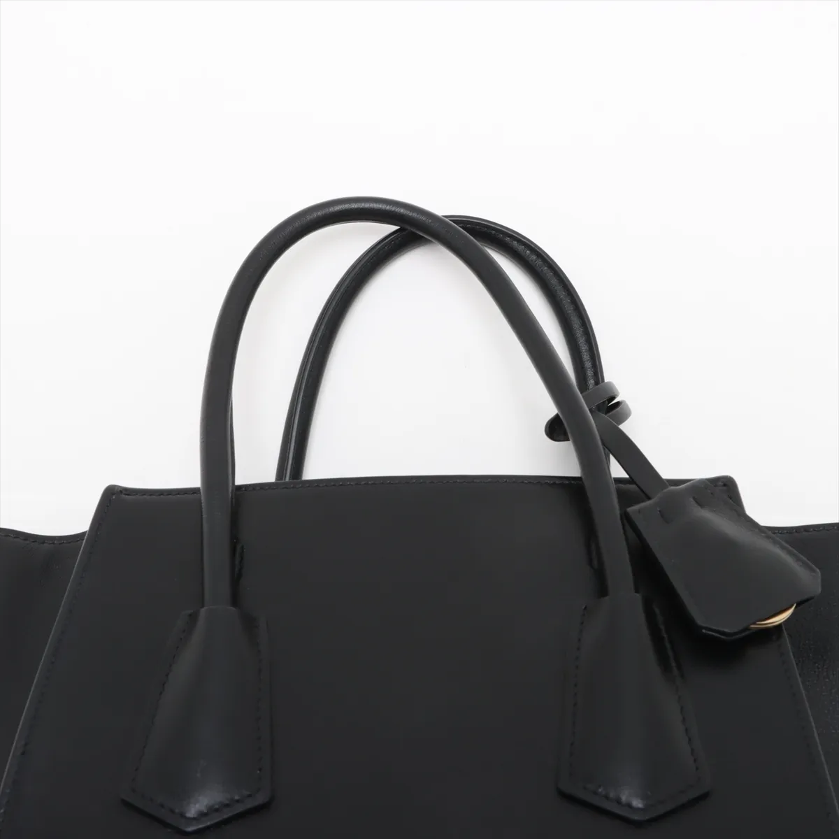 Leather 2-Way Handbag, Black — view 6