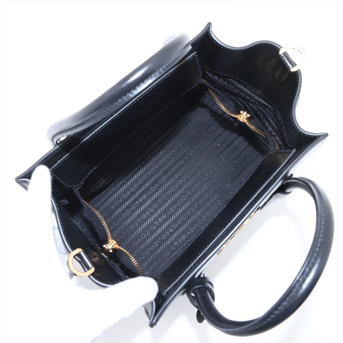 Leather 2-Way Handbag, Black — view 8