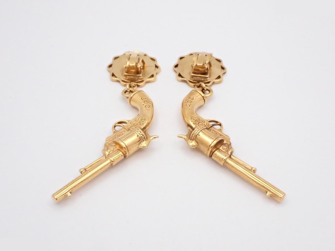 Icon Series (Precious Metals) - Gun-shaped Earrings — view 2