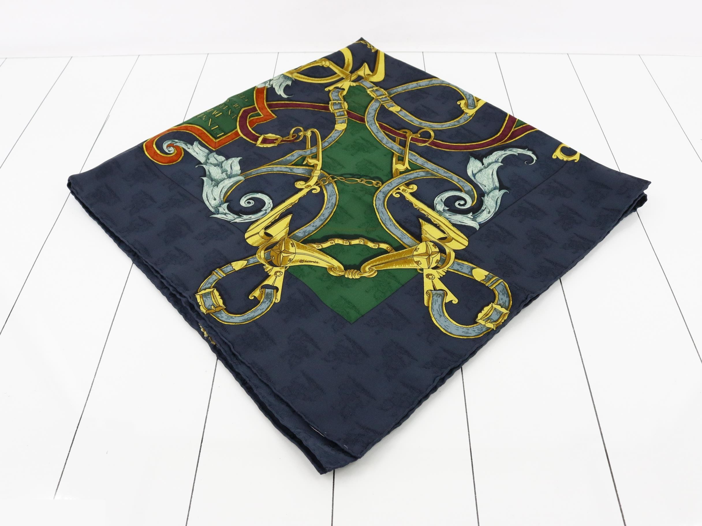 Carre 90, Imperial Studies, Navy, Large Scarf, with Tag — view 2