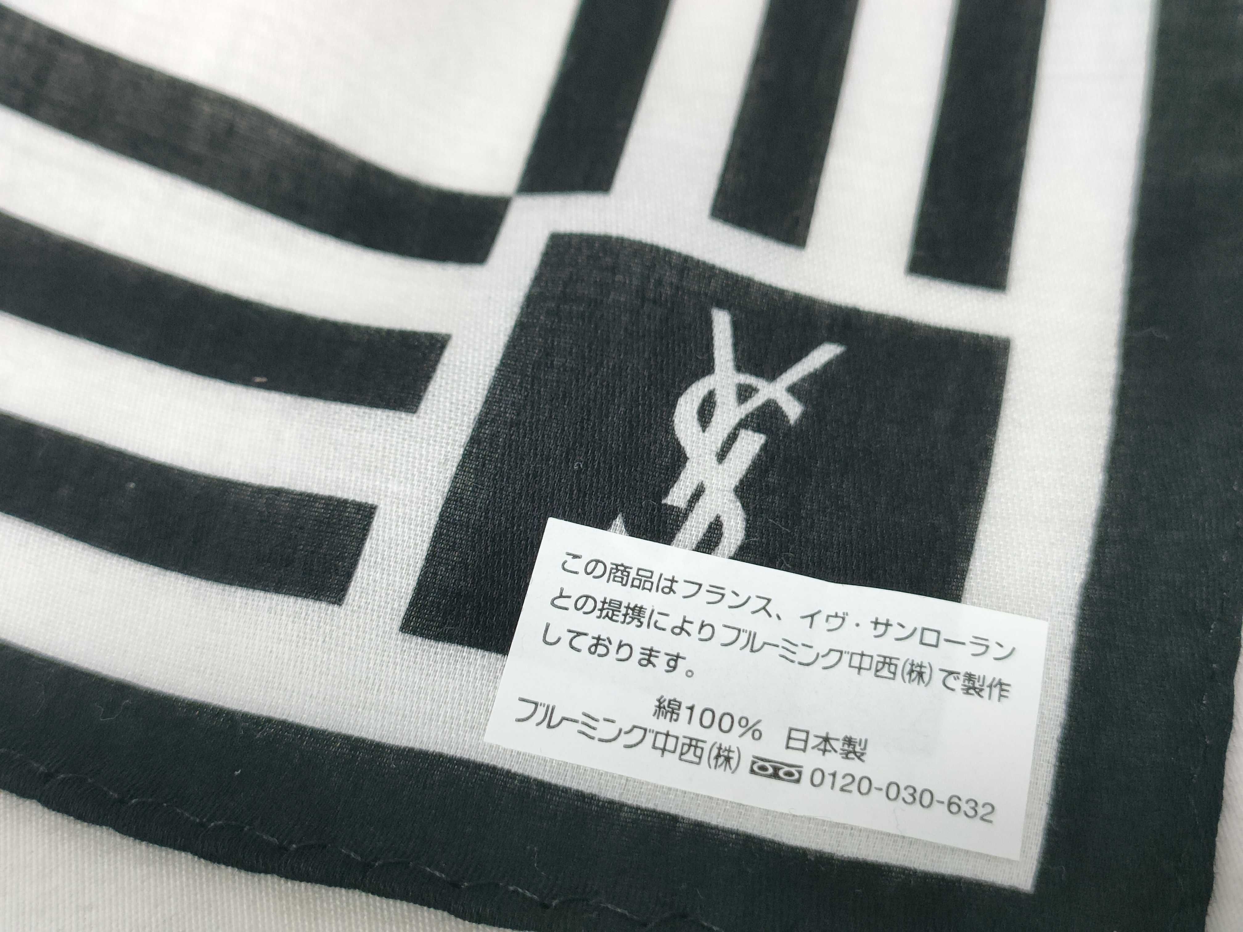 handkerchief scarf with sticker, YSL big logo, black and white, other accessories — view 4