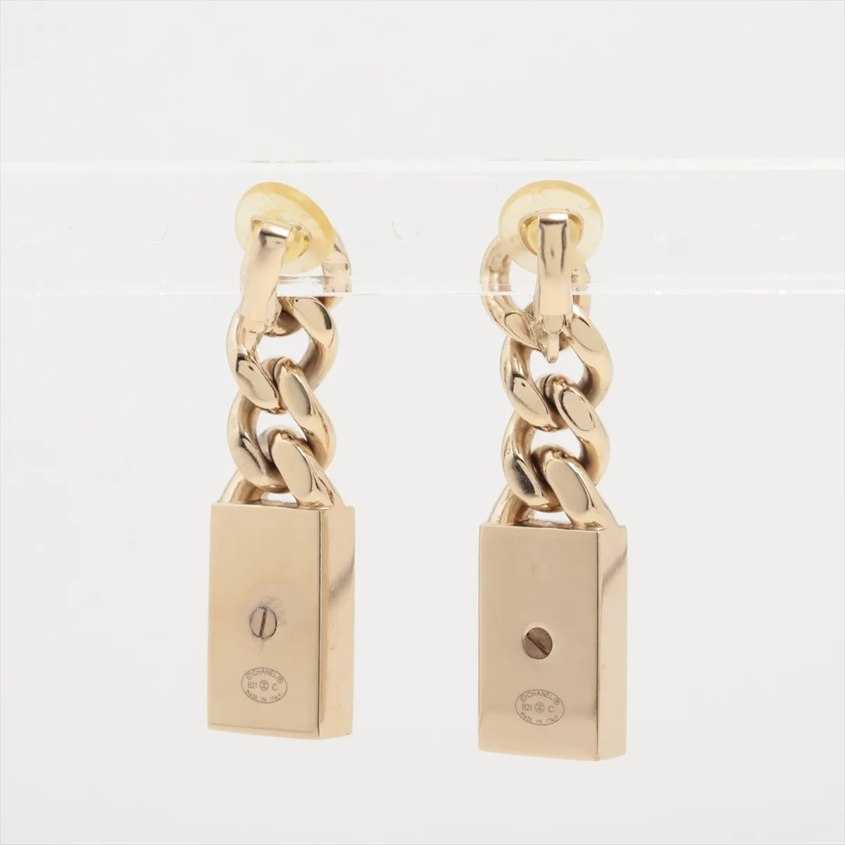 Coco Mark B21C Earrings (Pair) GP x Rhinestone Gold. Shows signs of wear including — view 2