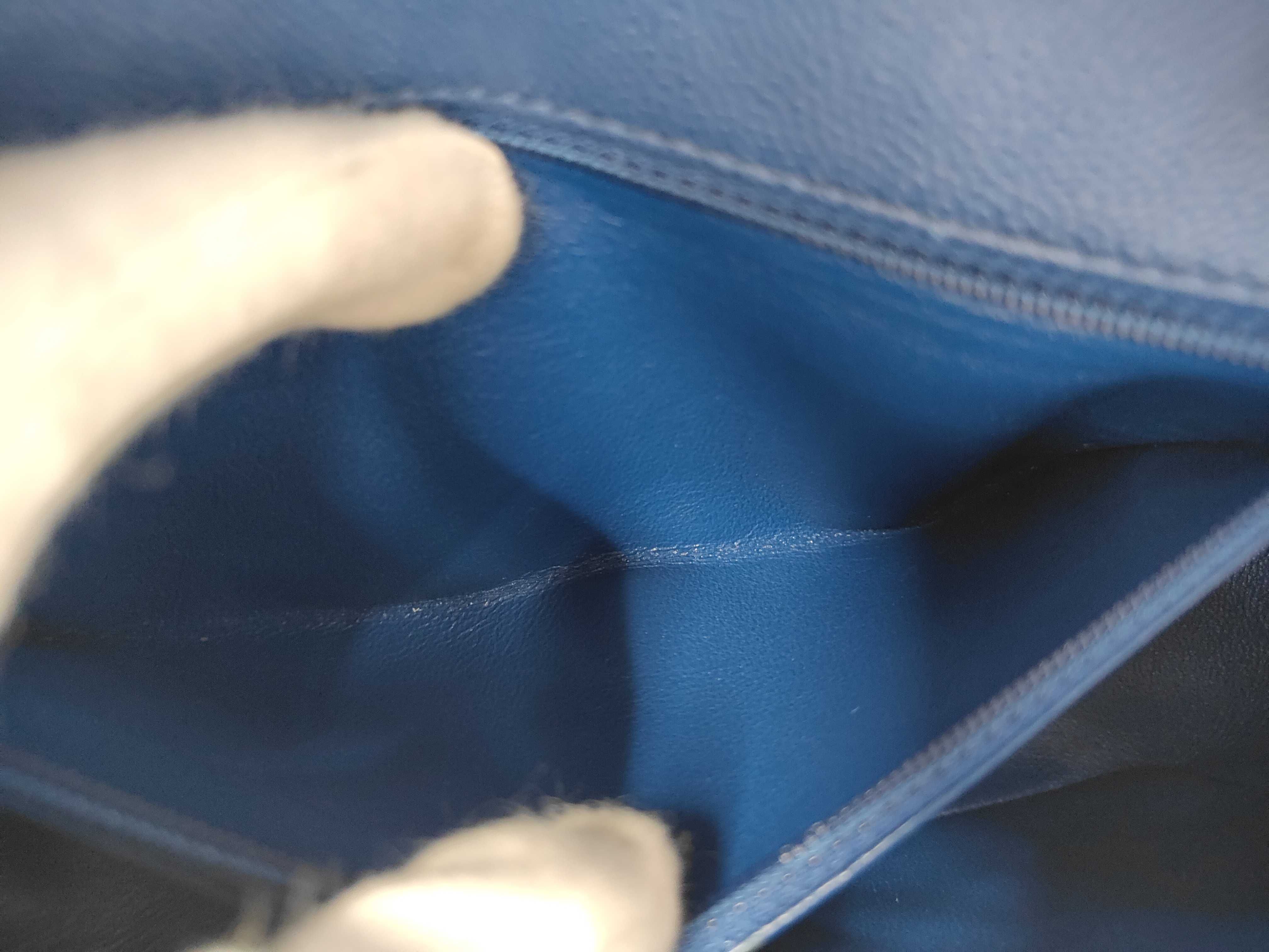 Mini Matelassé Chain Shoulder Bag, Chevron Caviar Skin, Blue, Silver Hardware — view 10