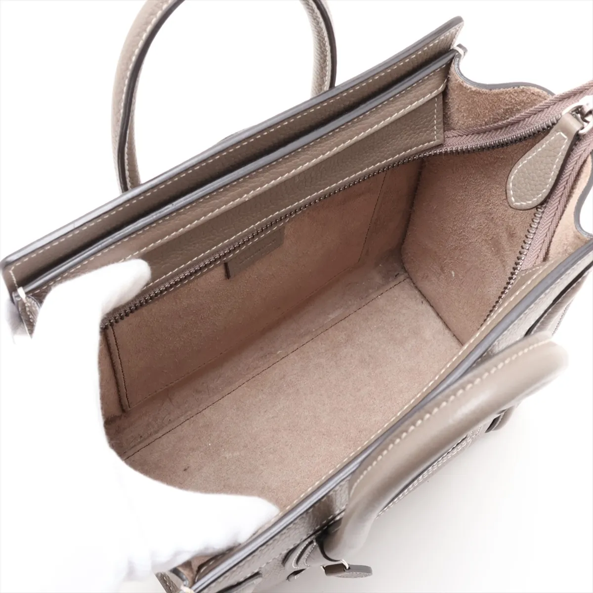 Luggage Nano Shopper Leather 2-Way Handbag, Brown — view 8