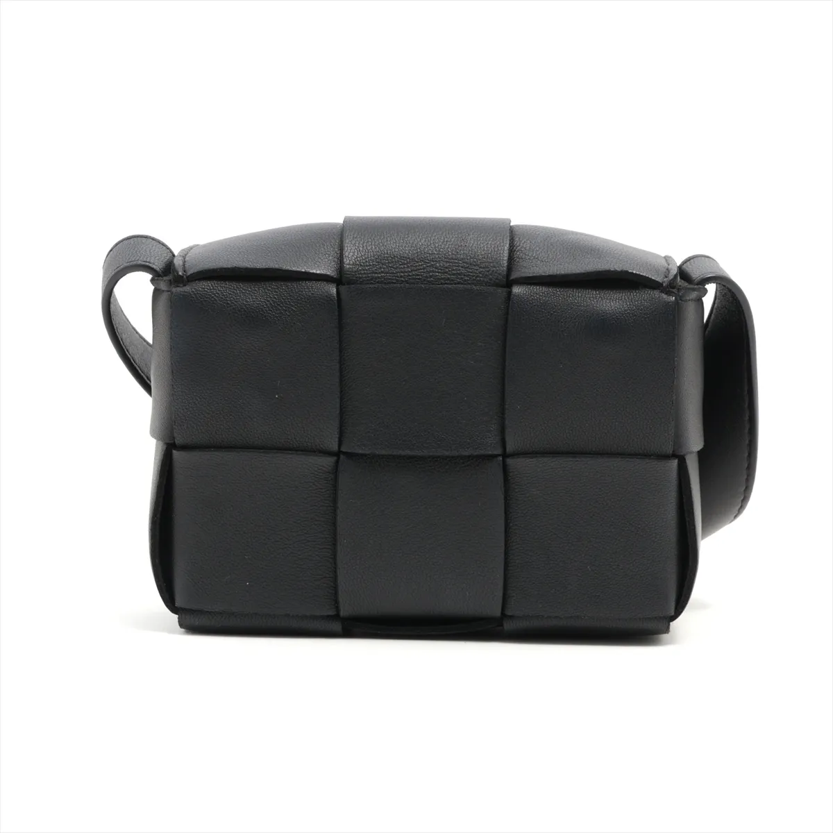 Maxi Intrecciato Candy Cassette Leather Shoulder Bag, Black — view 2