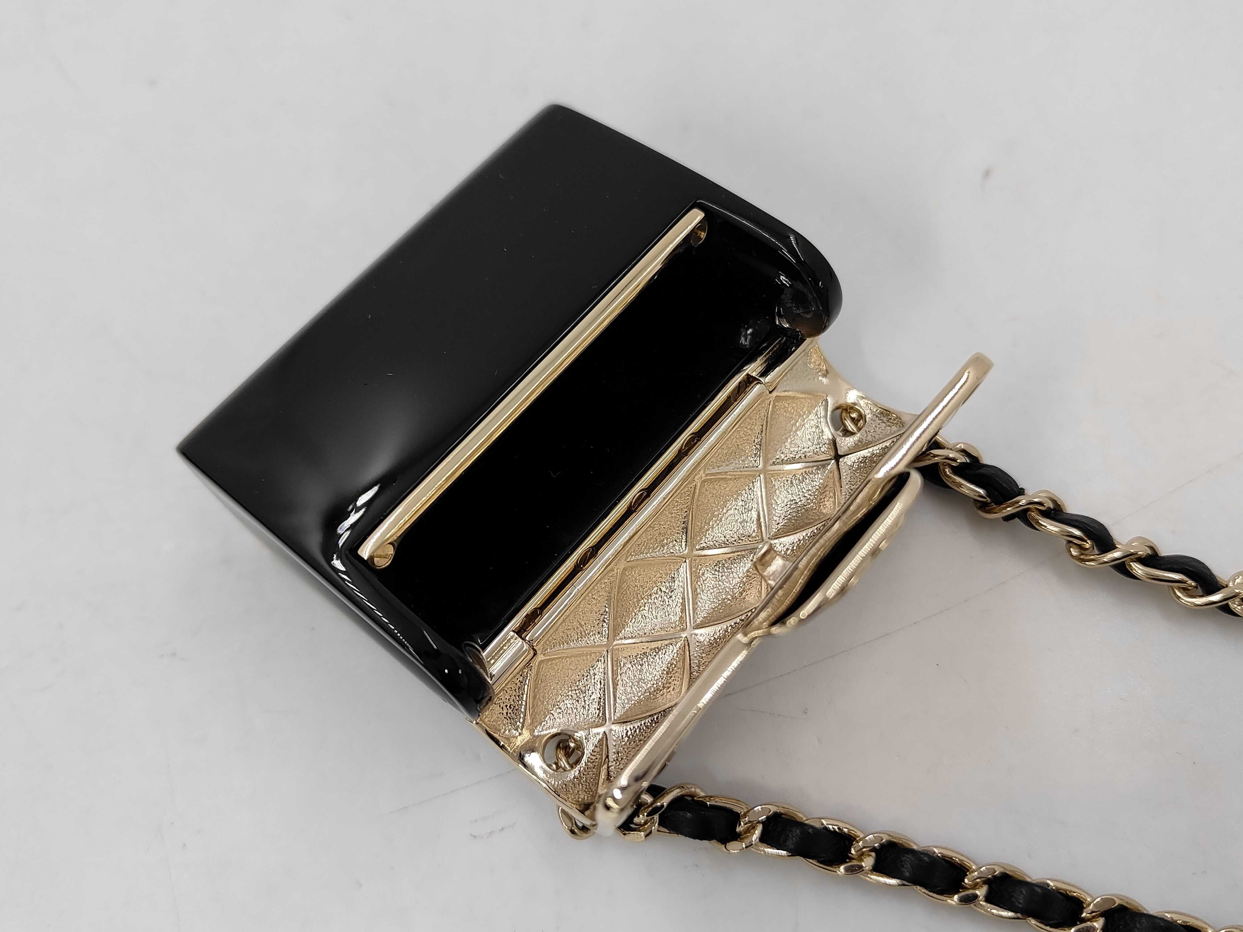 Matelassé Pill Case, Black x Champagne Gold, SGD Hardware, B22P AB7832, Other Accessories — view 7