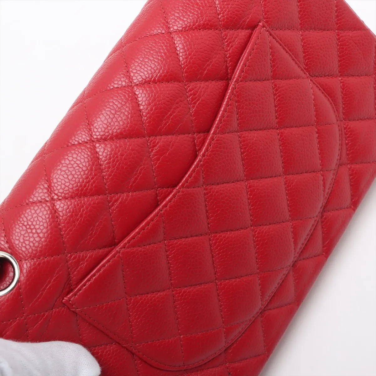 [Individually wrapped] Chanel Matelasse 25 caviar skin double flap double chain bag red silver hardware 19050478 19th series A01112 — view 12