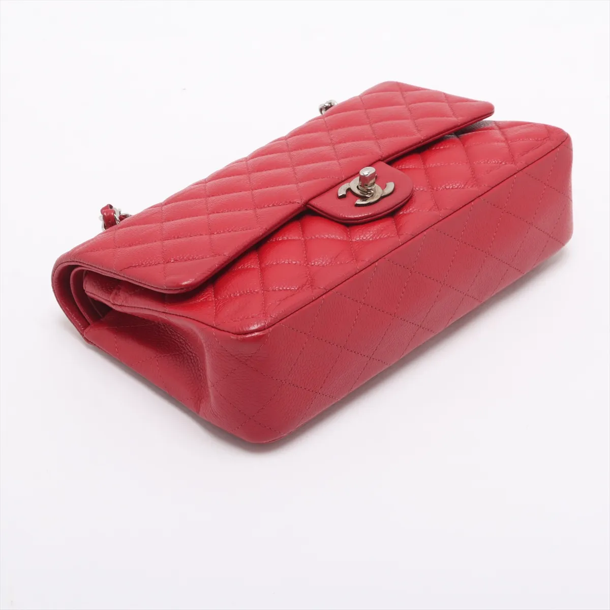 [Individually wrapped] Chanel Matelasse 25 caviar skin double flap double chain bag red silver hardware 19050478 19th series A01112 — view 4