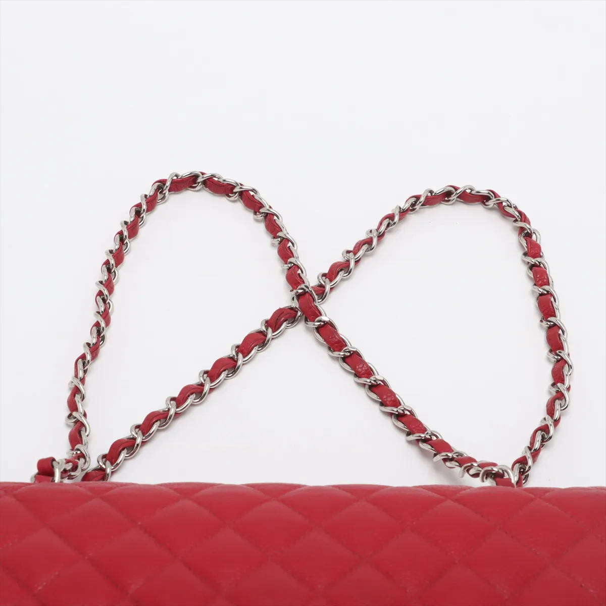 [Individually wrapped] Chanel Matelasse 25 caviar skin double flap double chain bag red silver hardware 19050478 19th series A01112 — view 6